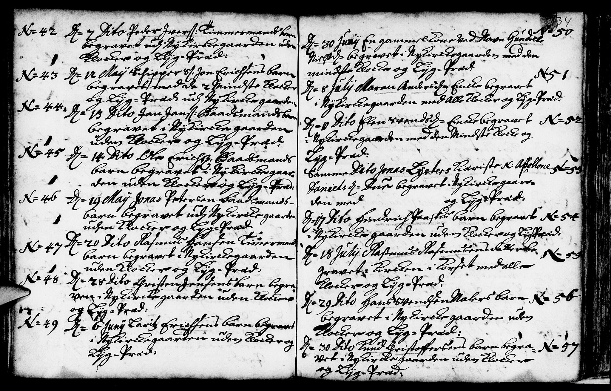 Nykirken Sokneprestembete, SAB/A-77101/H/Haa/L0009: Parish register (official) no. A 9, 1689-1759, p. 134