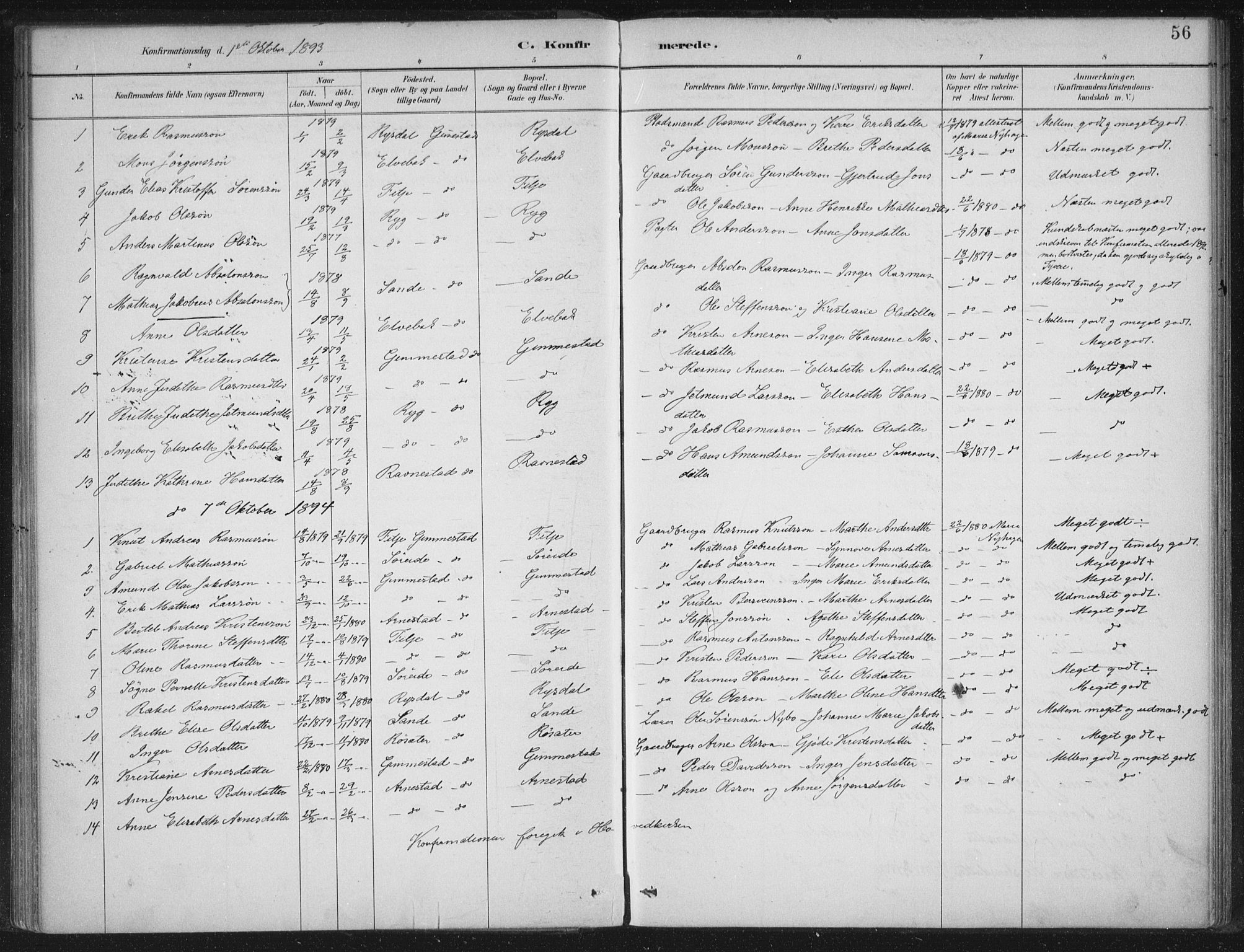 Gloppen sokneprestembete, SAB/A-80101/H/Haa/Haad/L0001: Parish register (official) no. D  1, 1885-1910, p. 56