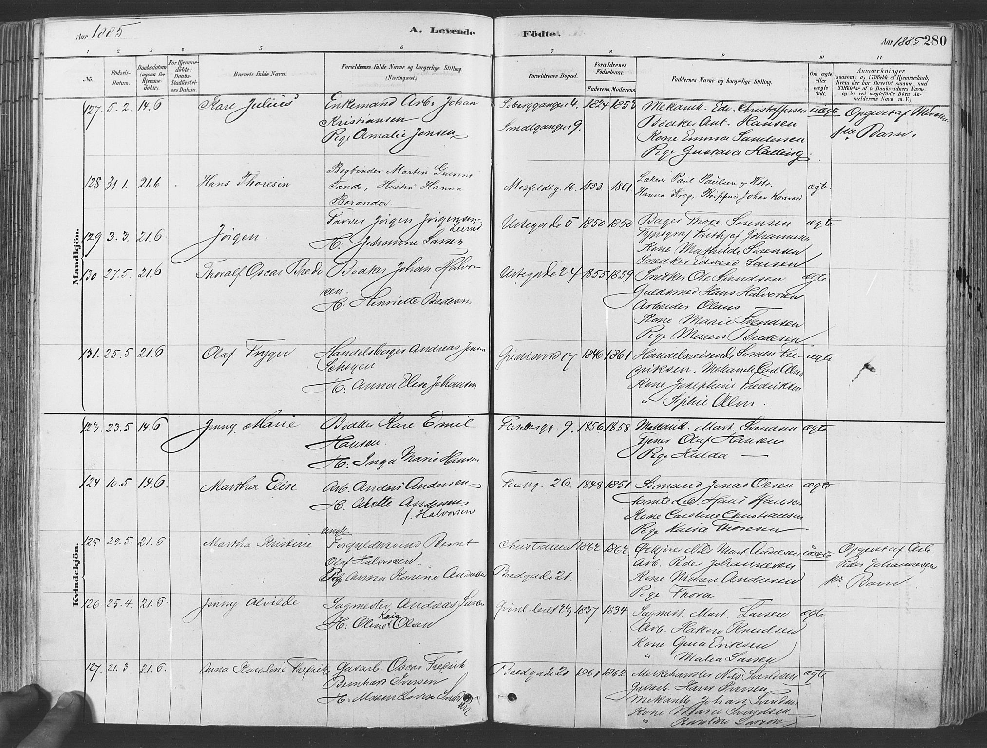 Grønland prestekontor Kirkebøker, SAO/A-10848/F/Fa/L0007: Parish register (official) no. 7, 1878-1888, p. 280