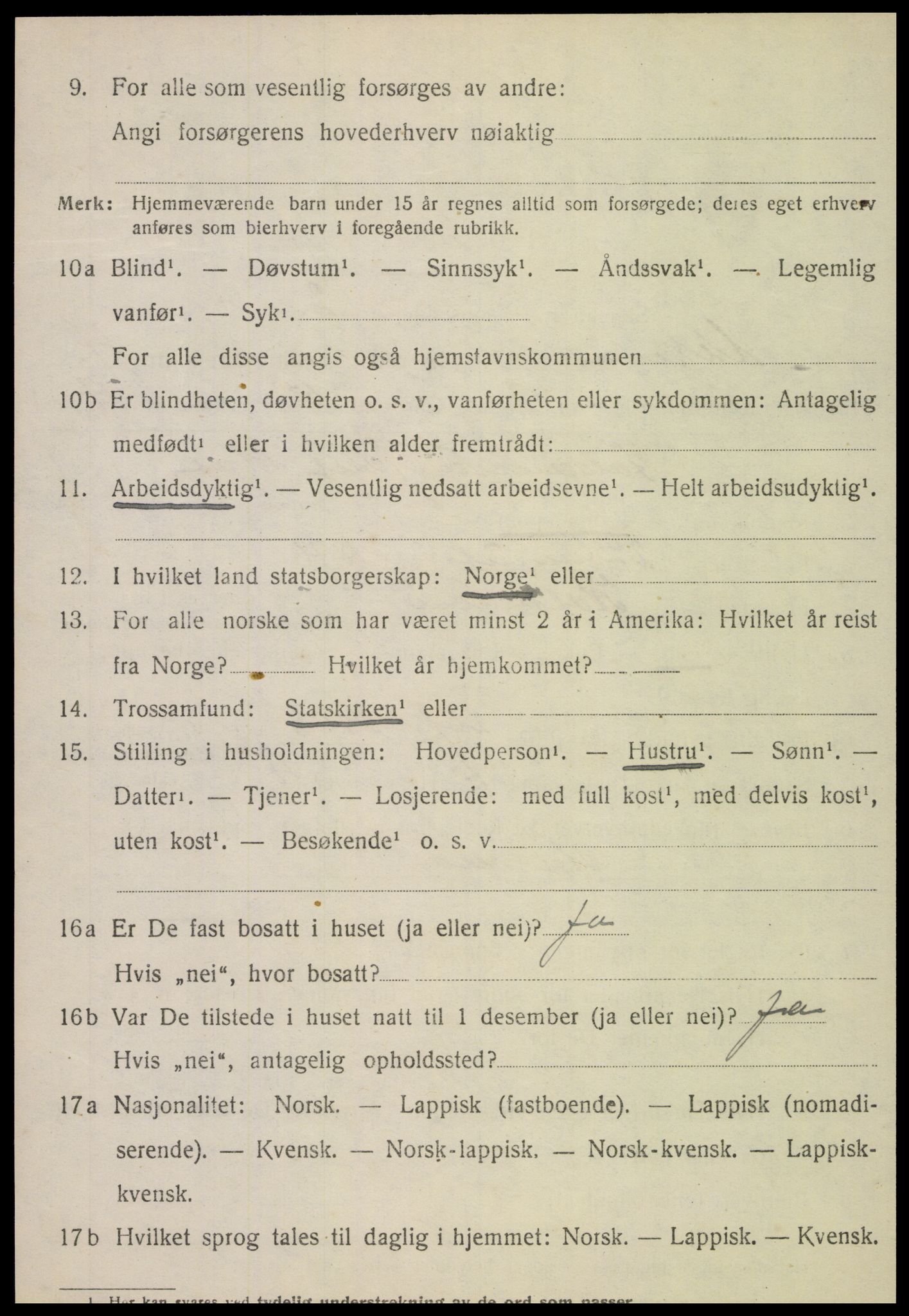 SAT, 1920 census for Vikna, 1920, p. 4140