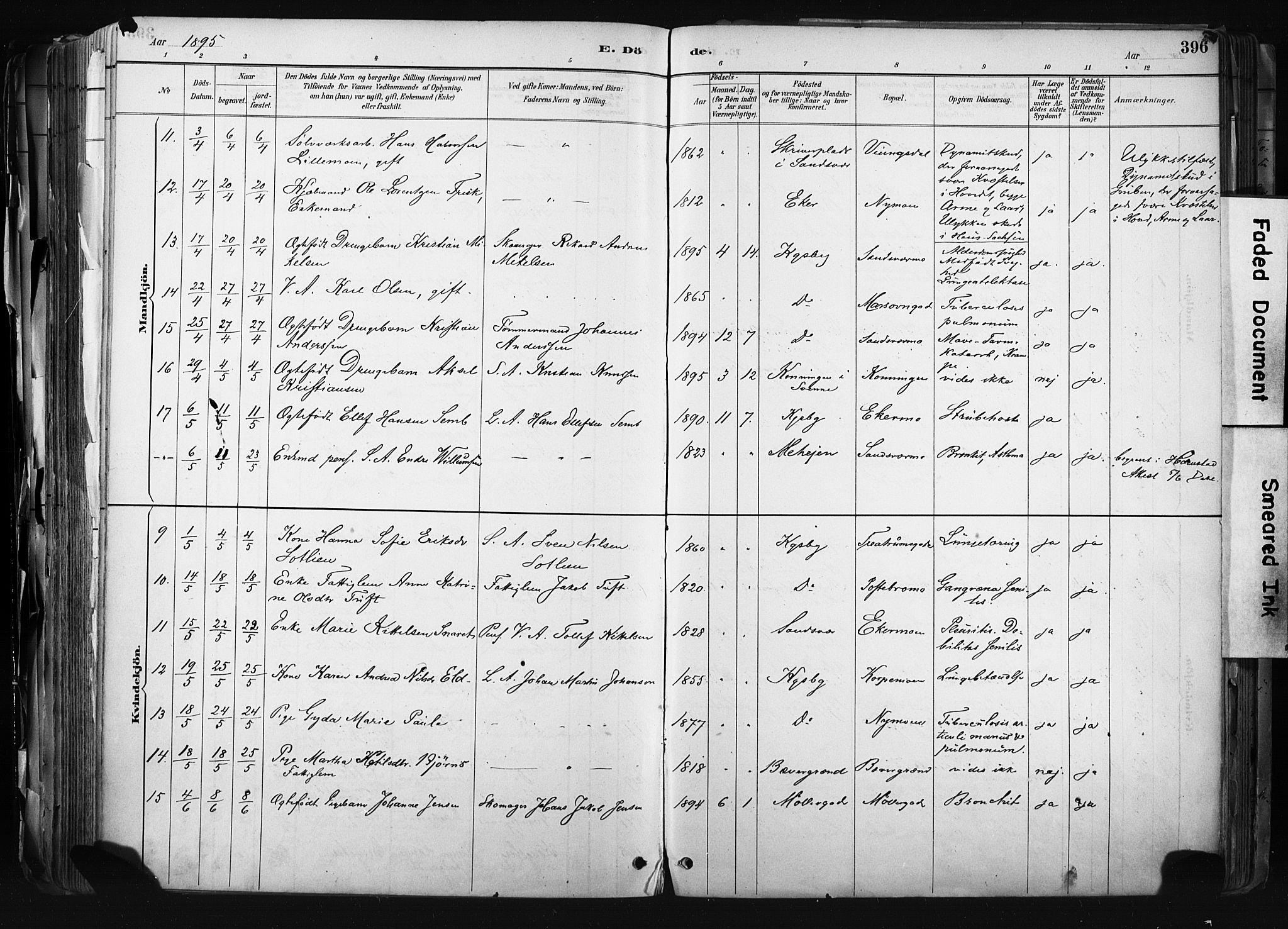 Kongsberg kirkebøker, SAKO/A-22/F/Fb/L0002: Parish register (official) no. II 2, 1886-1896, p. 396