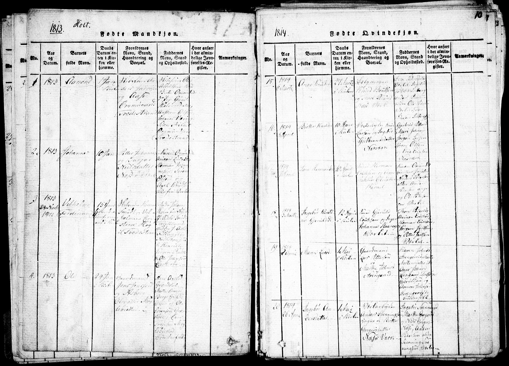 Holt sokneprestkontor, AV/SAK-1111-0021/F/Fa/L0005: Parish register (official) no. A 5, 1813-1821, p. 10