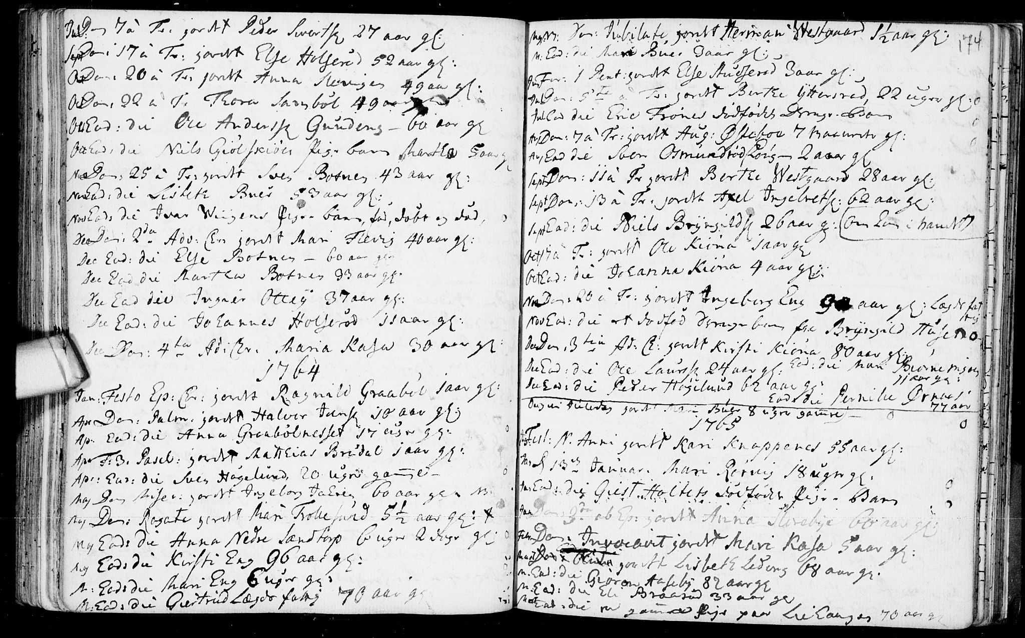 Aremark prestekontor Kirkebøker, AV/SAO-A-10899/F/Fb/L0002: Parish register (official) no.  II 2, 1745-1795, p. 174