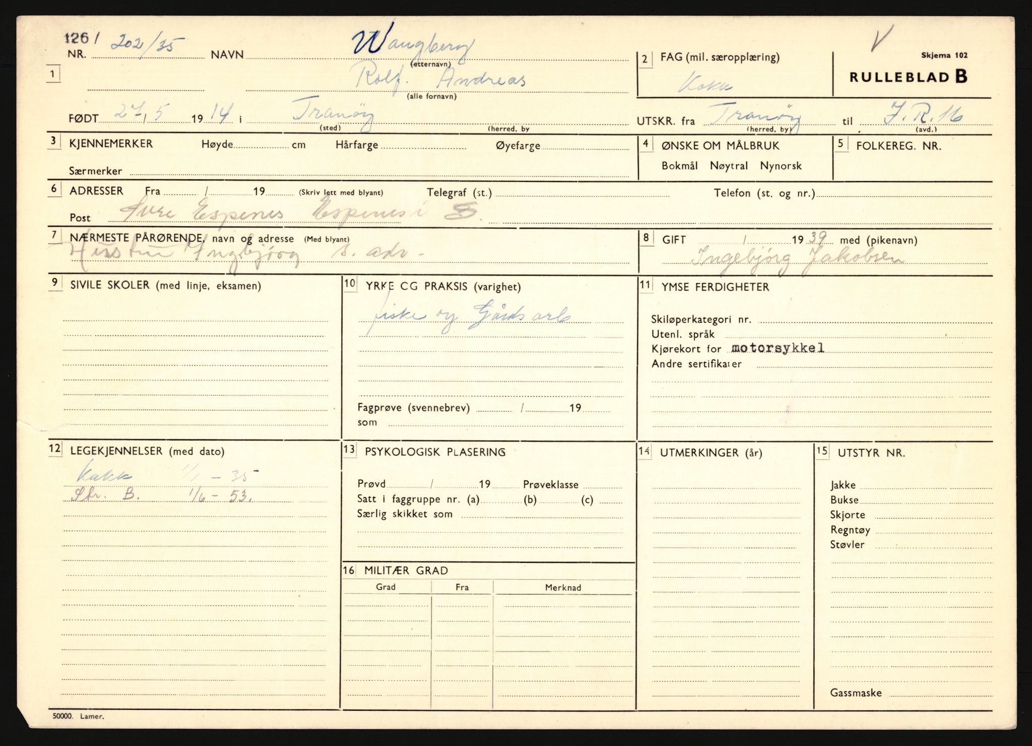 Forsvaret, Troms infanteriregiment nr. 16, AV/RA-RAFA-3146/P/Pa/L0019: Rulleblad for regimentets menige mannskaper, årsklasse 1935, 1935, p. 1245