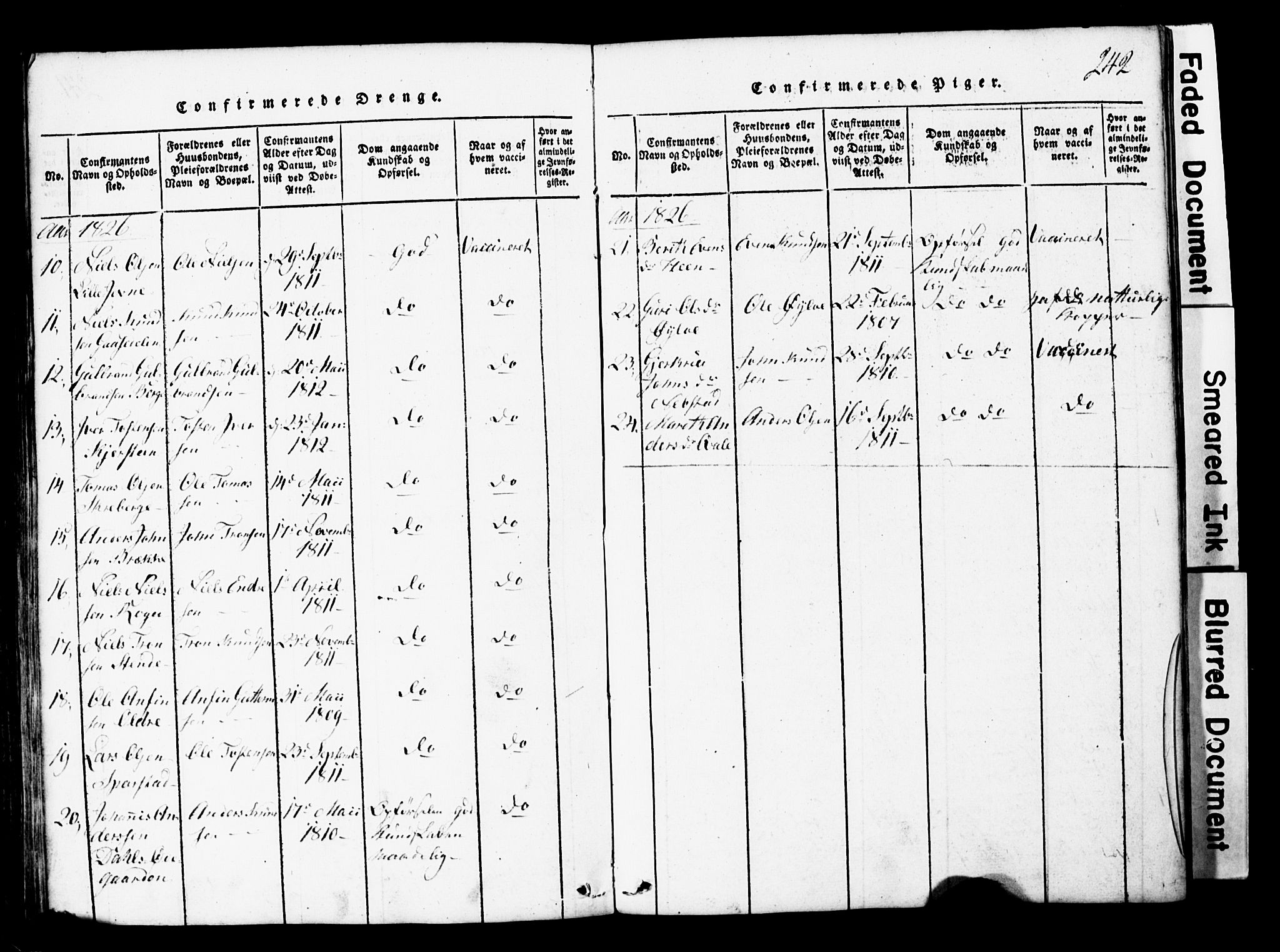 Vang prestekontor, Valdres, SAH/PREST-140/H/Hb/L0001: Parish register (copy) no. 1, 1814-1820, p. 242