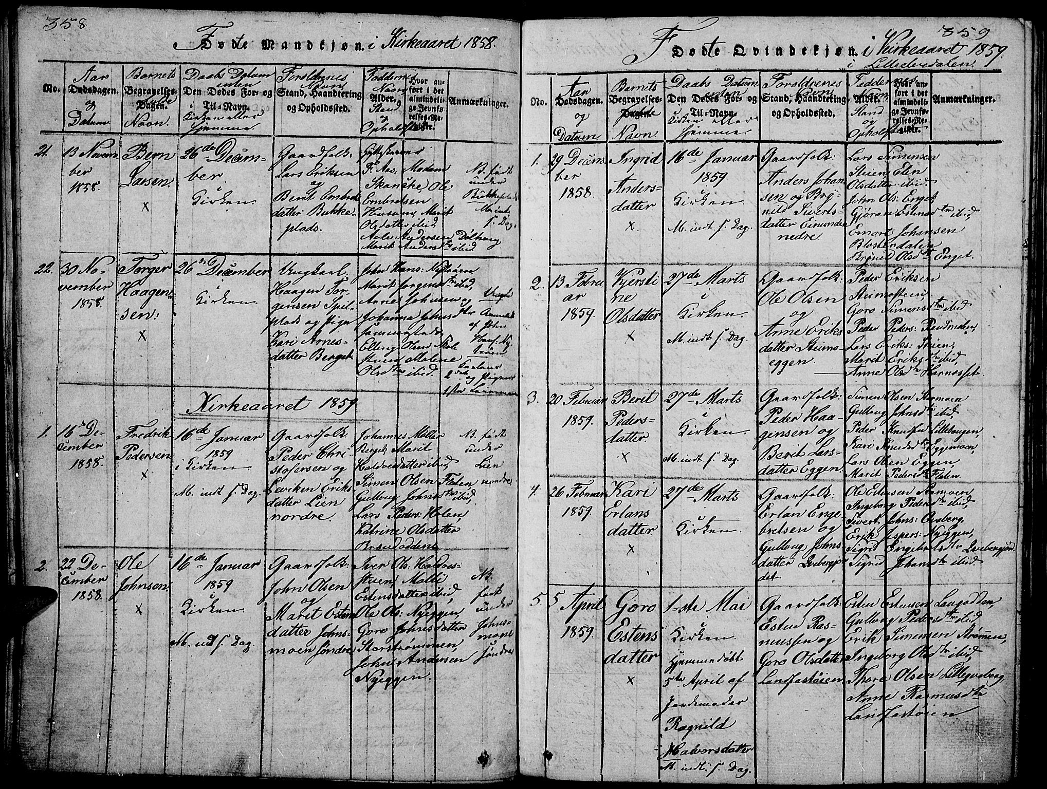 Tynset prestekontor, SAH/PREST-058/H/Ha/Hab/L0002: Parish register (copy) no. 2, 1814-1862, p. 358-359