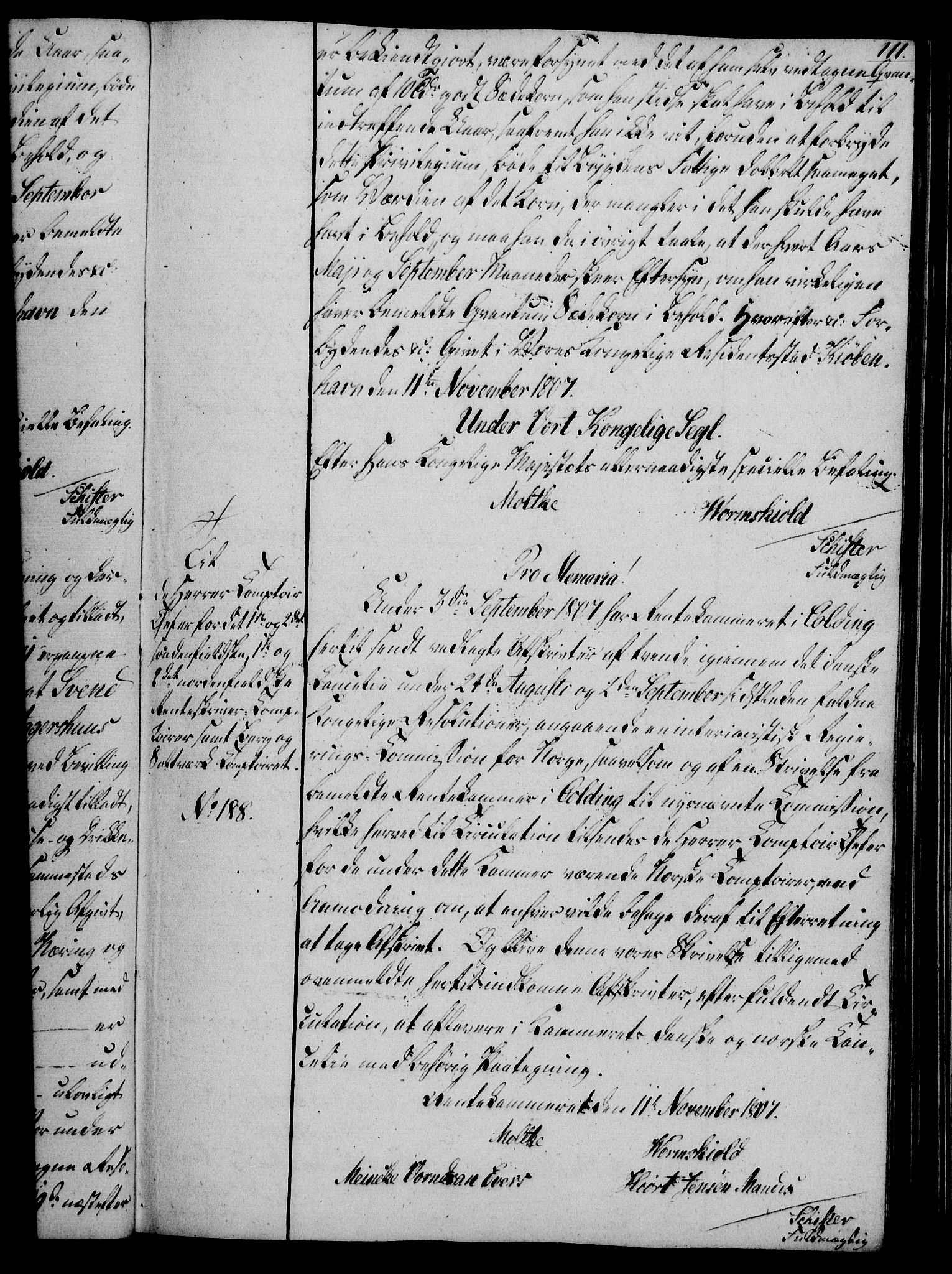 Rentekammeret, Kammerkanselliet, AV/RA-EA-3111/G/Gg/Gga/L0019: Norsk ekspedisjonsprotokoll med register (merket RK 53.19), 1807-1810, p. 111