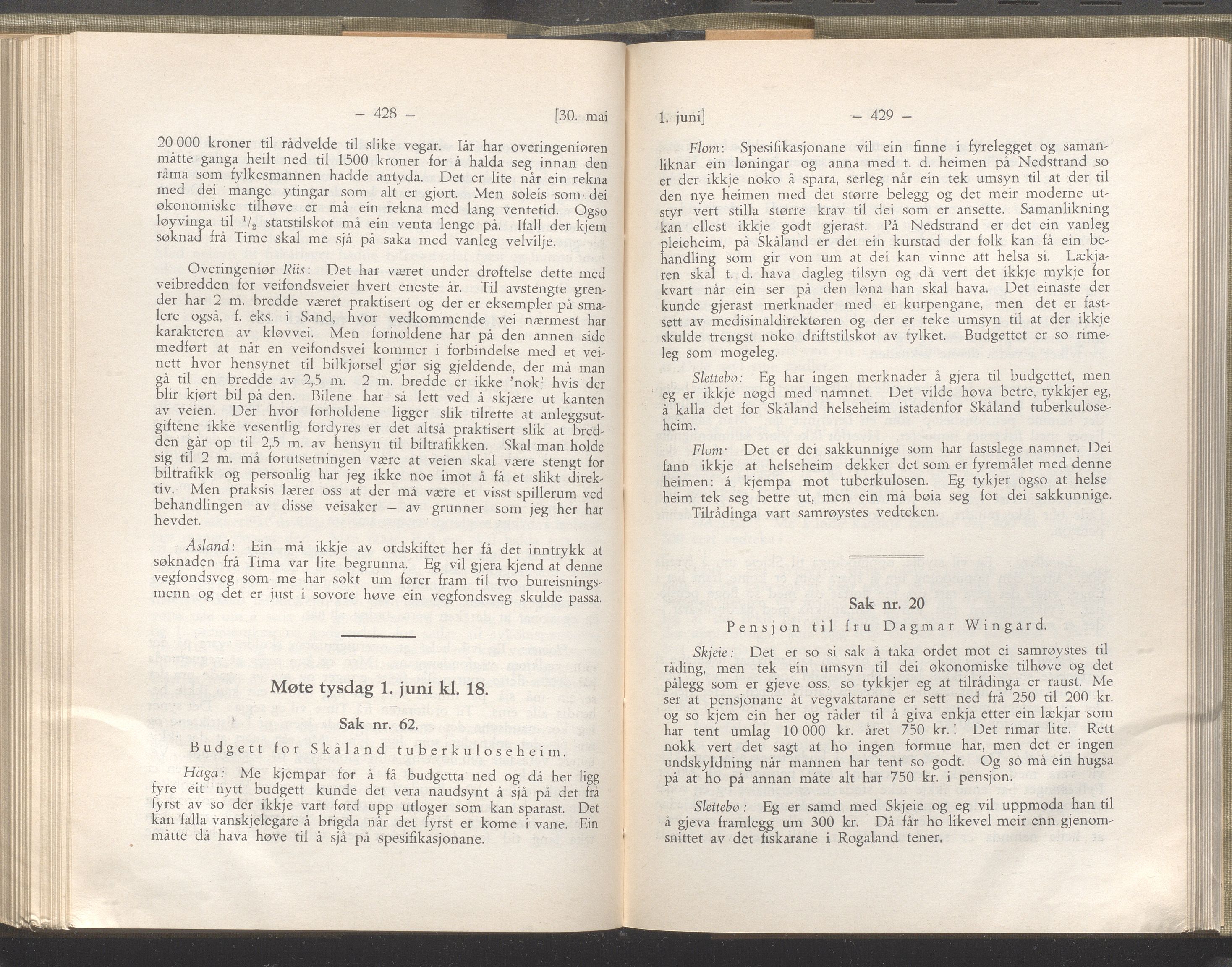 Rogaland fylkeskommune - Fylkesrådmannen , IKAR/A-900/A/Aa/Aaa/L0051: Møtebok , 1932, p. 428-429