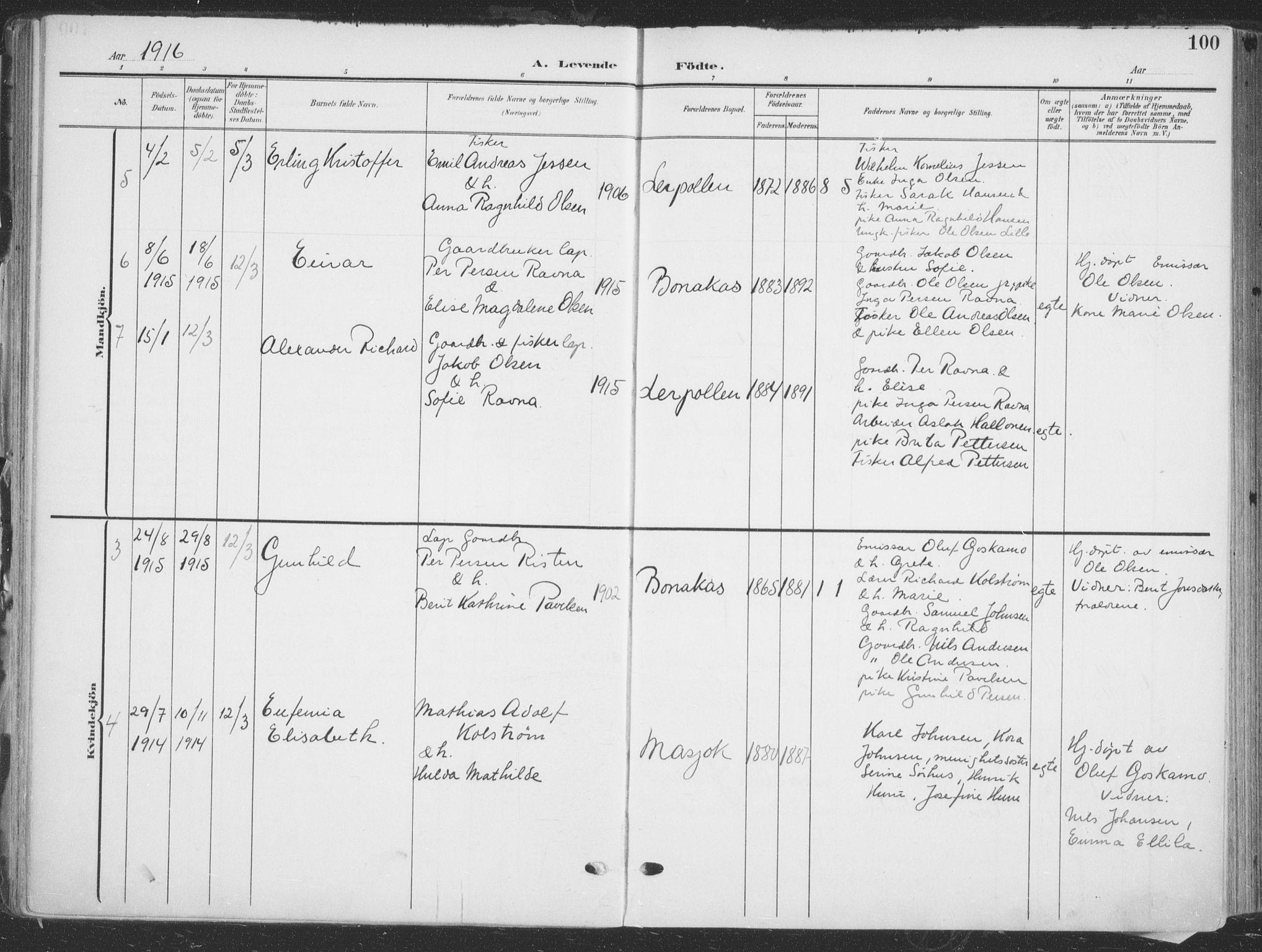 Tana sokneprestkontor, SATØ/S-1334/H/Ha/L0007kirke: Parish register (official) no. 7, 1904-1918, p. 100