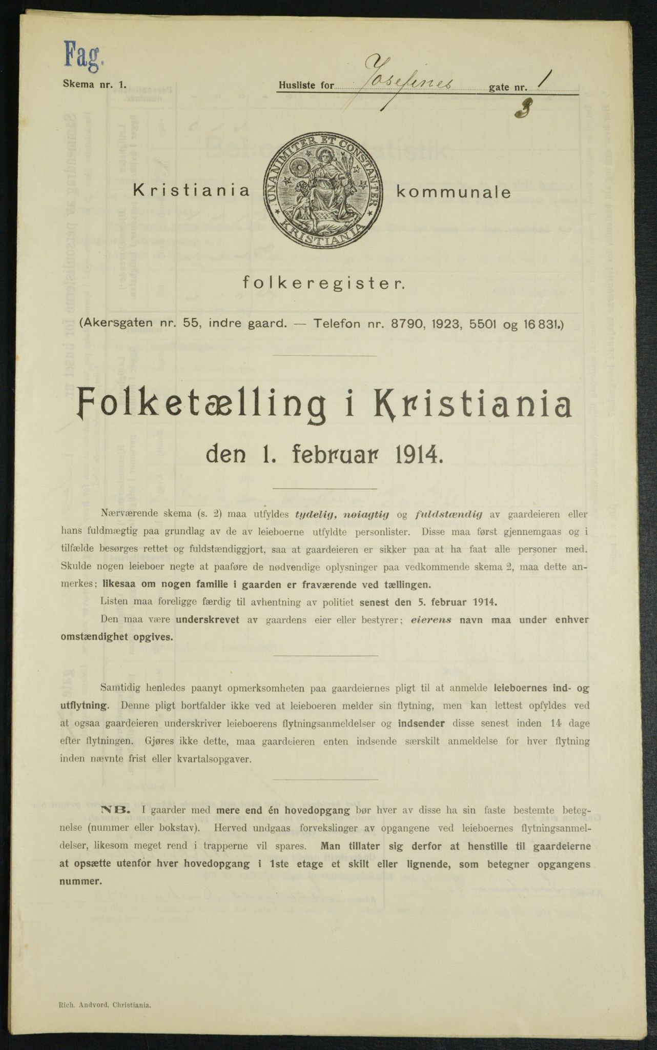 OBA, Municipal Census 1914 for Kristiania, 1914, p. 47319