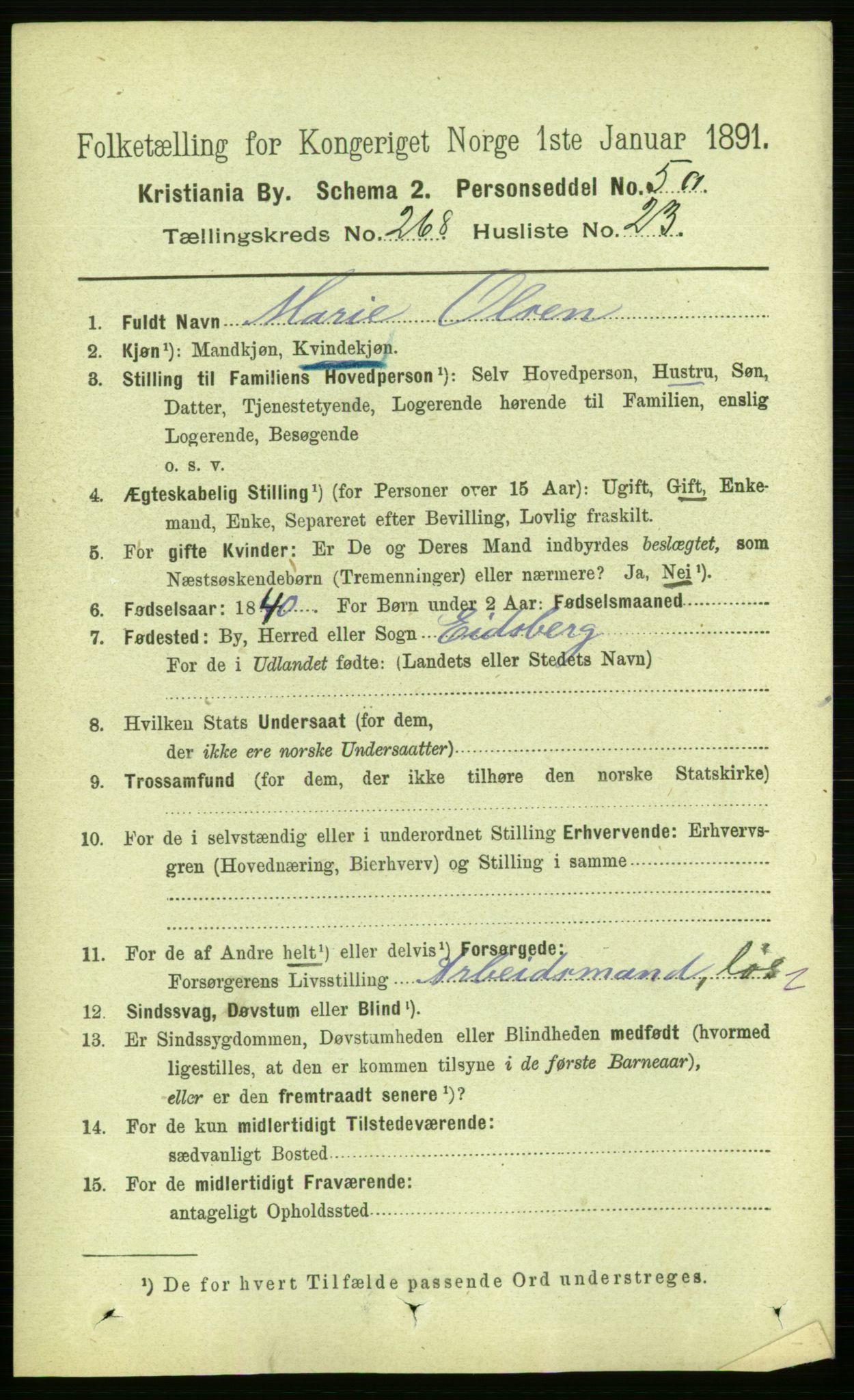 RA, 1891 census for 0301 Kristiania, 1891, p. 162792