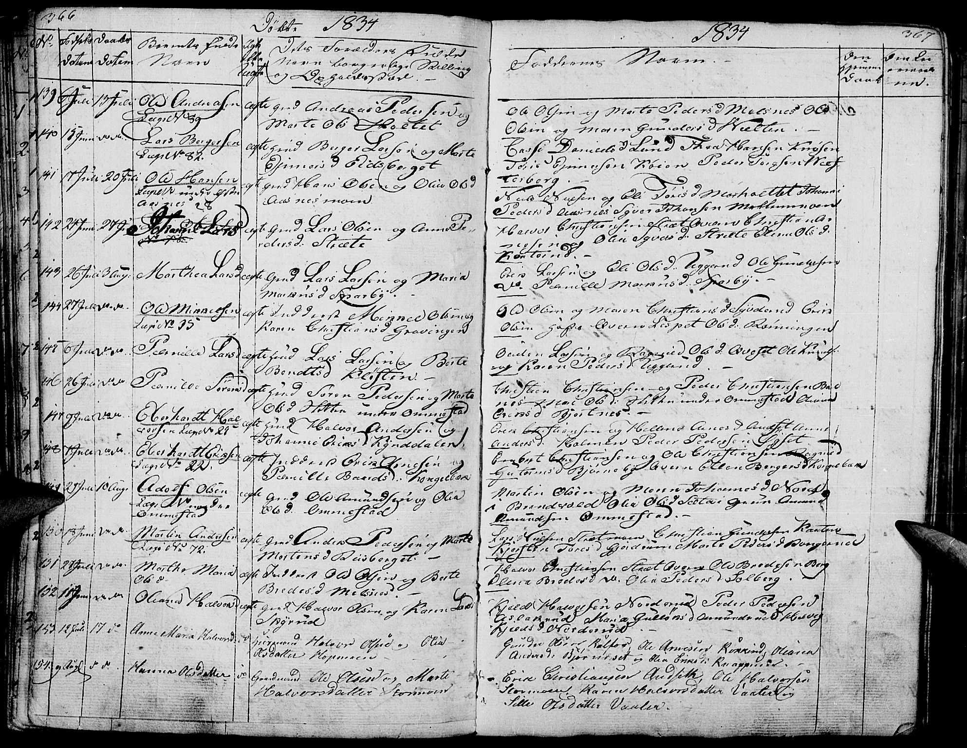 Hof prestekontor, AV/SAH-PREST-038/H/Ha/Haa/L0006: Parish register (official) no. 6, 1822-1841, p. 366-367