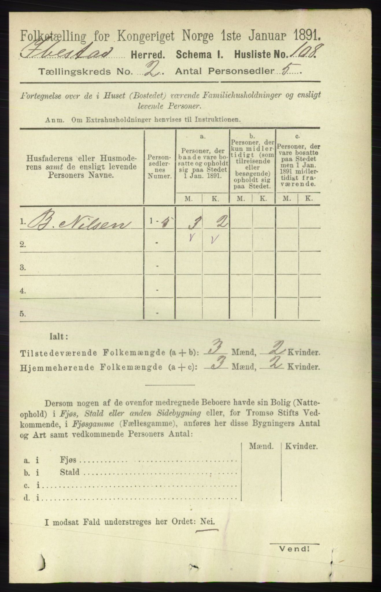 RA, 1891 census for 1917 Ibestad, 1891, p. 814