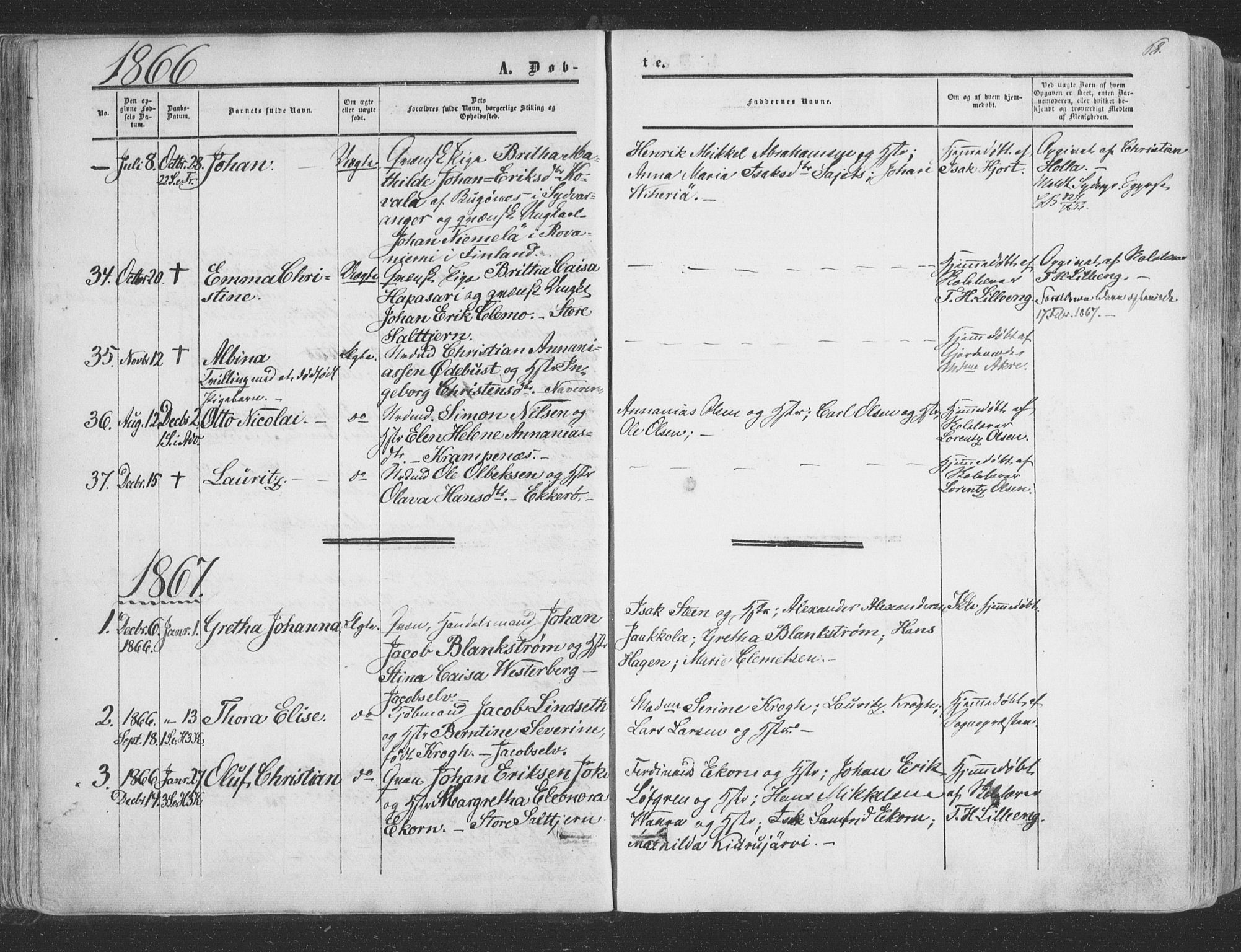 Vadsø sokneprestkontor, SATØ/S-1325/H/Ha/L0004kirke: Parish register (official) no. 4, 1854-1880, p. 68