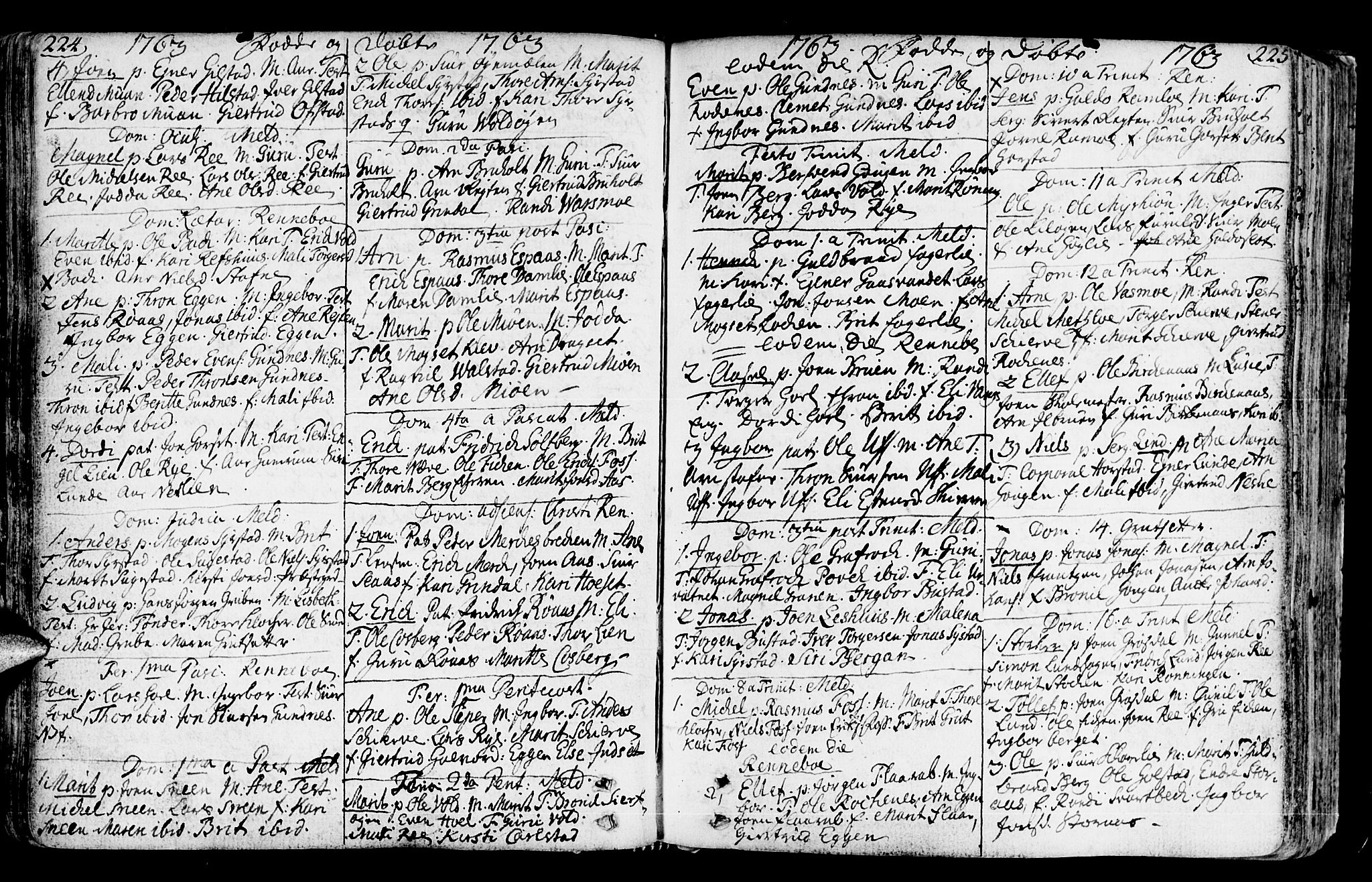 Ministerialprotokoller, klokkerbøker og fødselsregistre - Sør-Trøndelag, SAT/A-1456/672/L0851: Parish register (official) no. 672A04, 1751-1775, p. 224-225