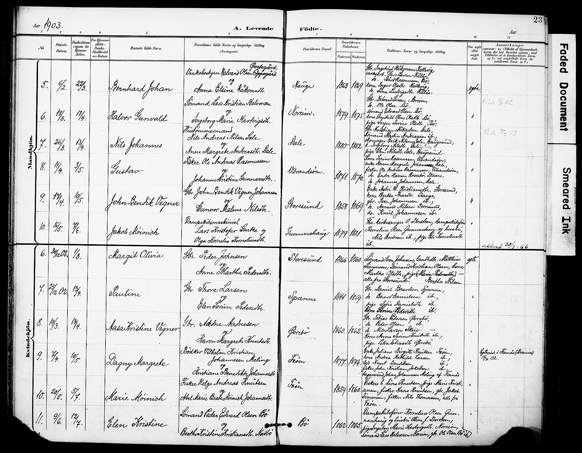 Torvastad sokneprestkontor, AV/SAST-A -101857/H/Ha/Haa/L0017: Parish register (official) no. A 16, 1899-1911, p. 23