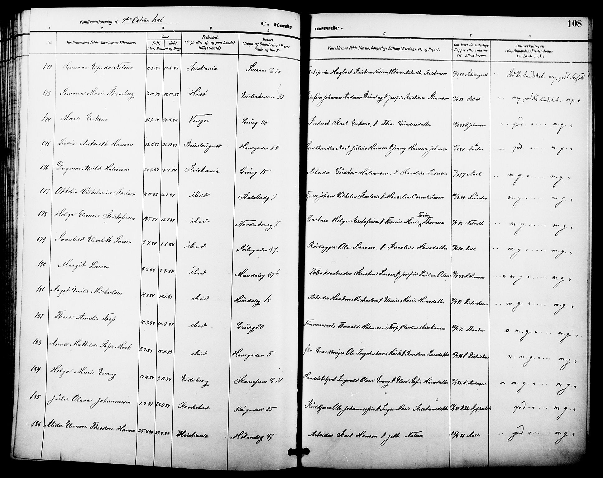 Kampen prestekontor Kirkebøker, AV/SAO-A-10853/F/Fa/L0008: Parish register (official) no. I 8, 1892-1902, p. 108