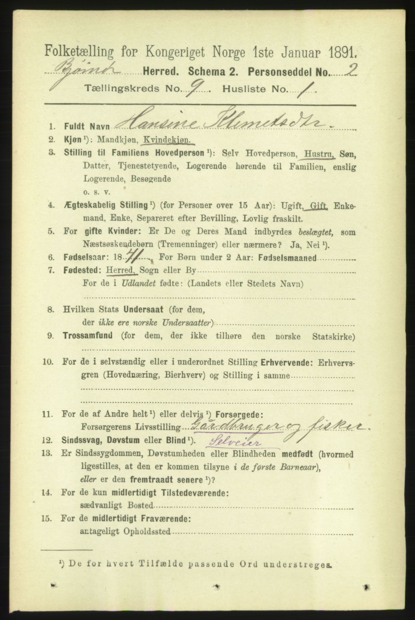 RA, 1891 census for 1632 Bjørnør, 1891, p. 3779