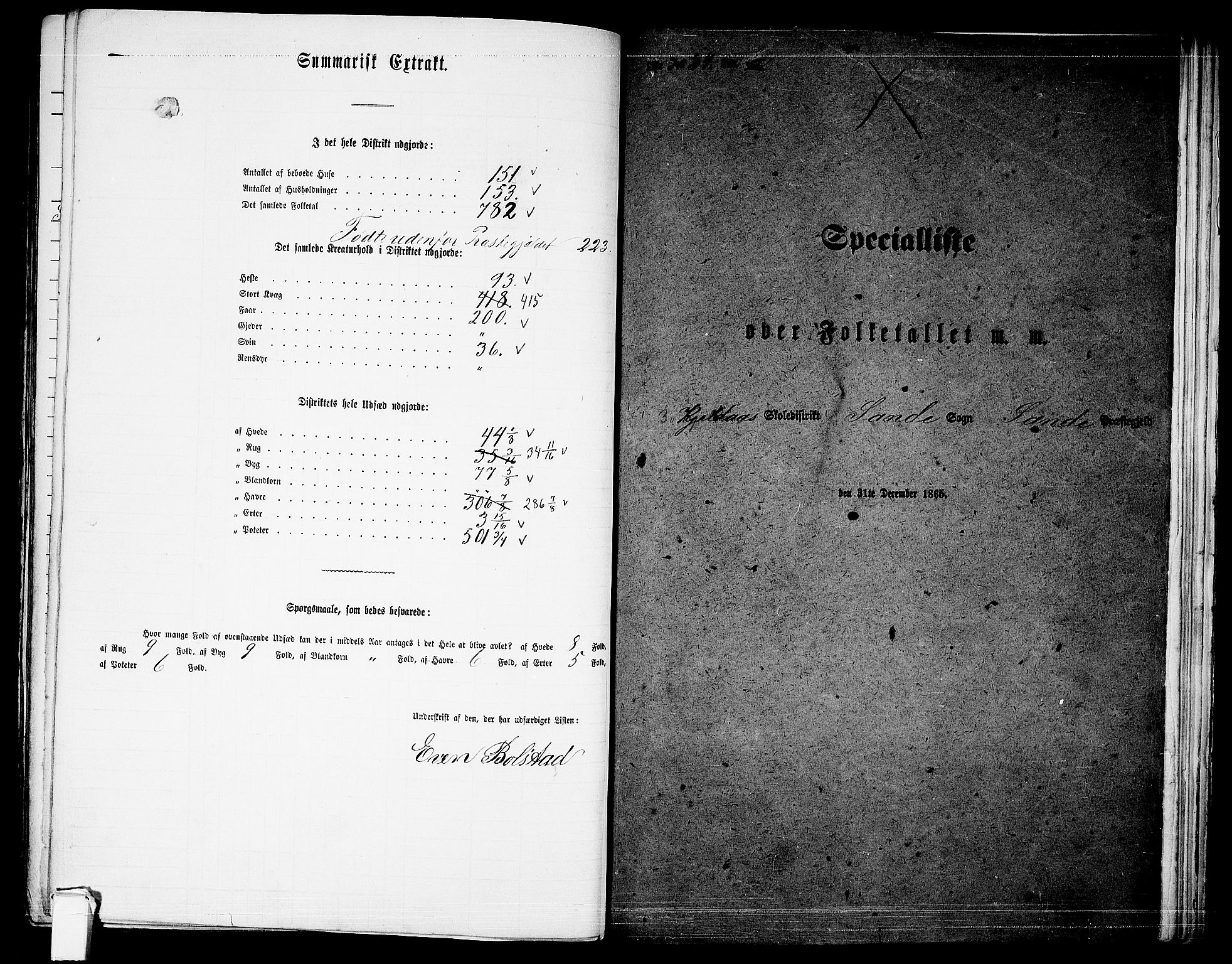 RA, 1865 census for Sande, 1865, p. 86