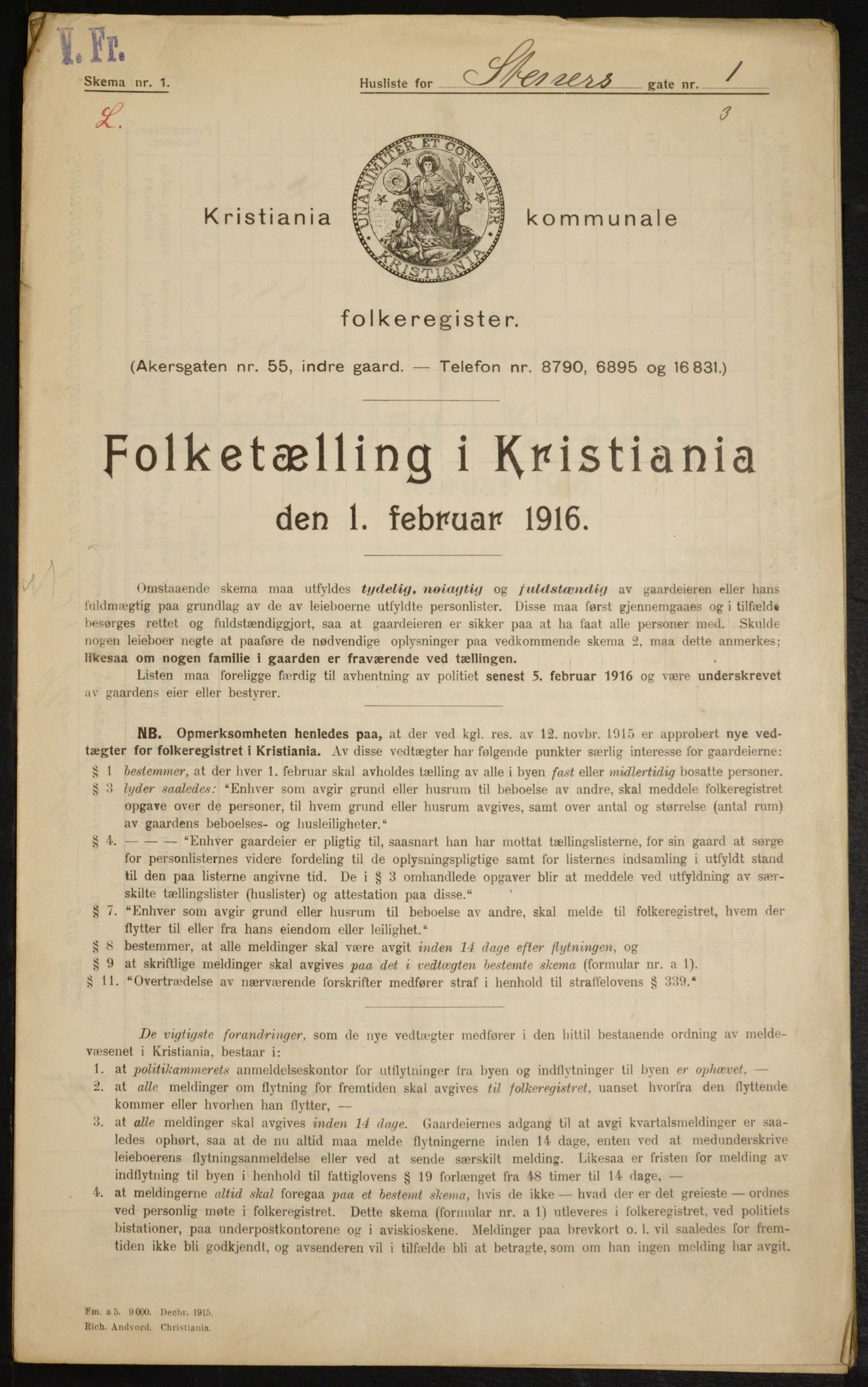 OBA, Municipal Census 1916 for Kristiania, 1916, p. 104100