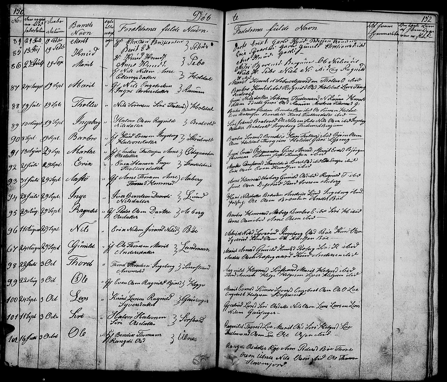 Nord-Aurdal prestekontor, SAH/PREST-132/H/Ha/Hab/L0001: Parish register (copy) no. 1, 1834-1887, p. 150-152