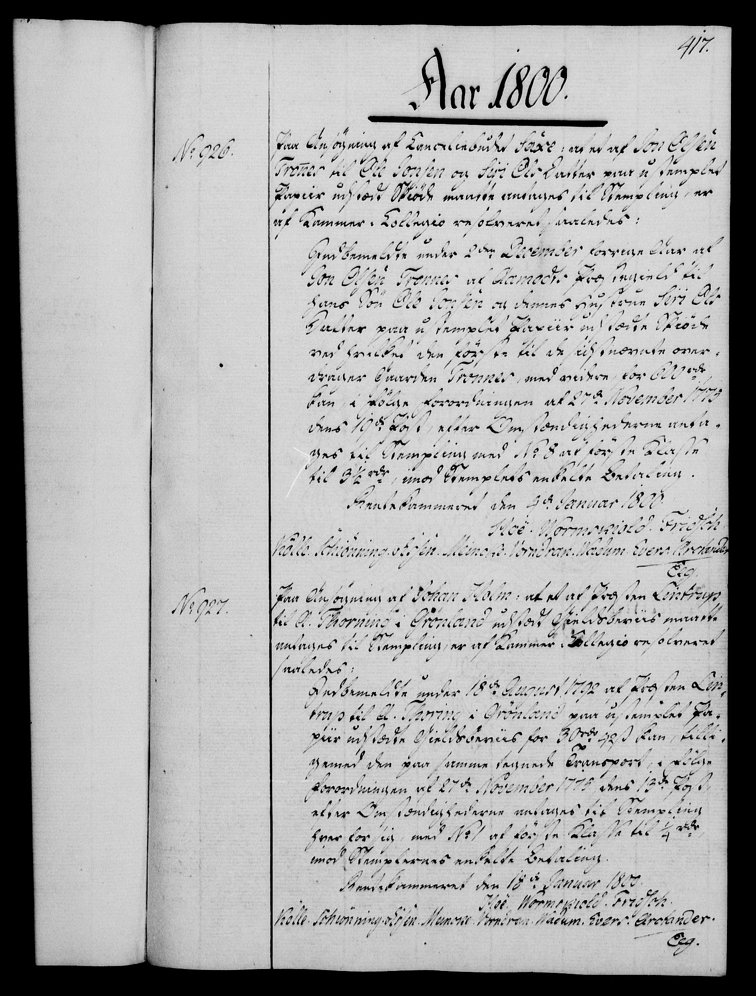 Rentekammeret, Kammerkanselliet, RA/EA-3111/G/Gg/Gga/L0016: Norsk ekspedisjonsprotokoll med register (merket RK 53.16), 1794-1800, p. 417