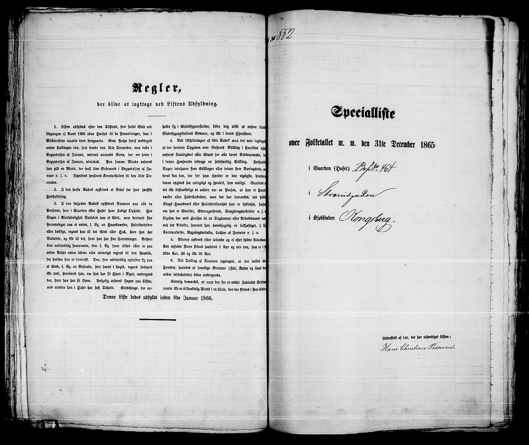 RA, 1865 census for Kongsberg/Kongsberg, 1865, p. 1116