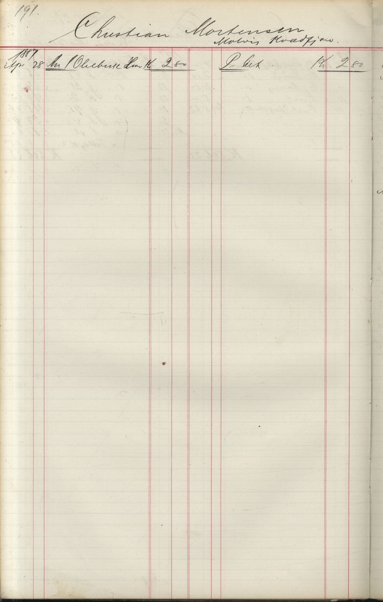 Brodtkorb handel A/S, VAMU/A-0001/F/Fa/L0004/0001: Kompanibøker. Utensogns / Compagnibog for Udensogns Fiskere No 15. Fra A - H, 1882-1895, p. 191