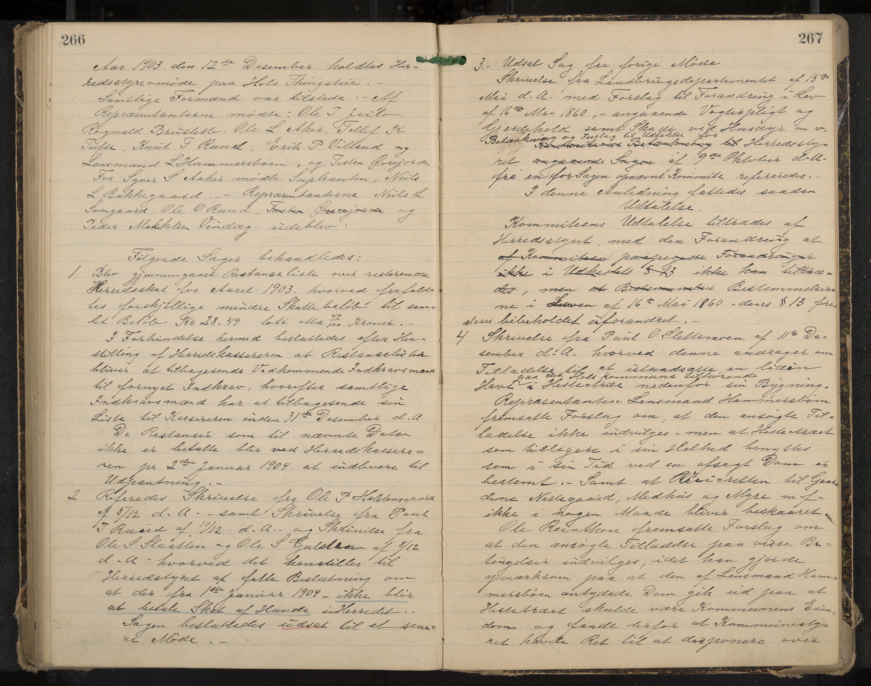 Hol formannskap og sentraladministrasjon, IKAK/0620021-1/A/L0003: Møtebok, 1897-1904, p. 266-267