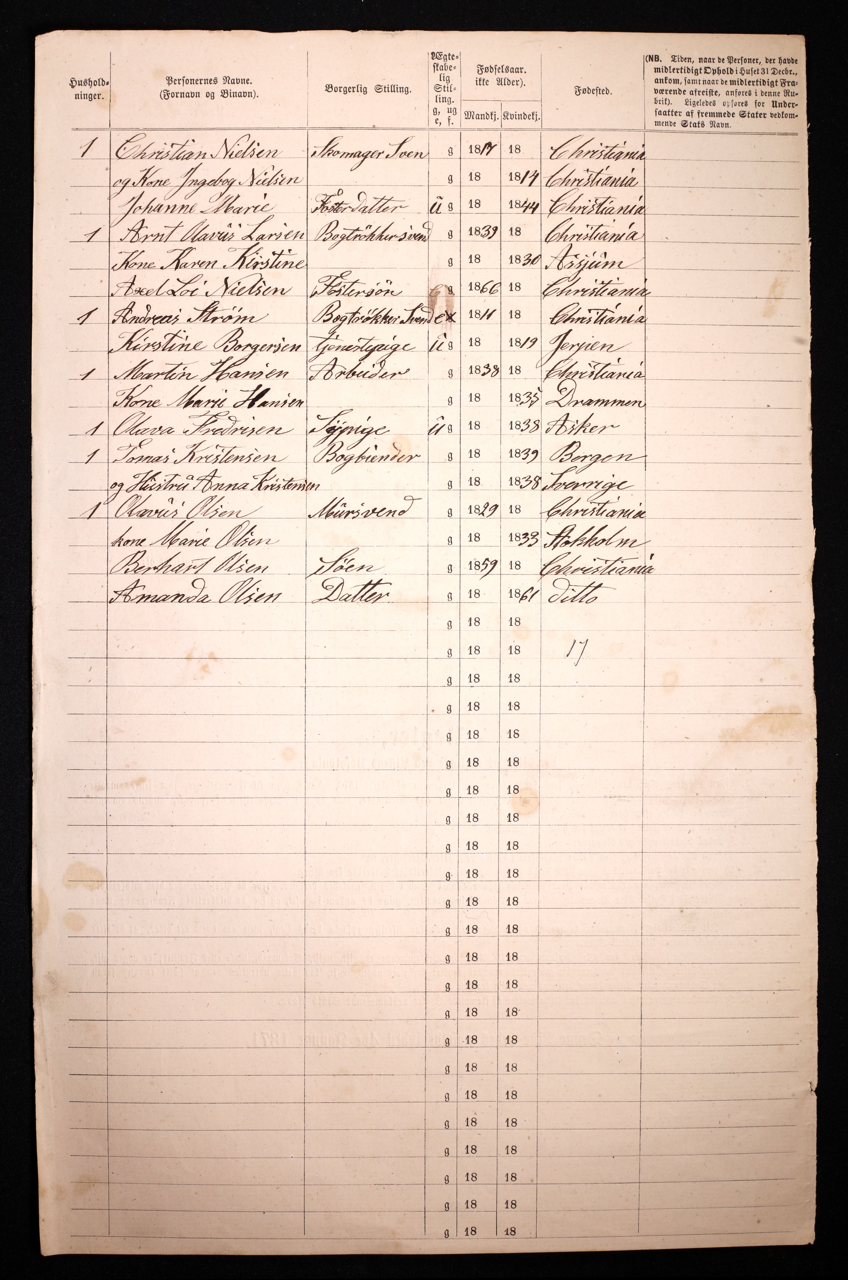 RA, 1870 census for 0301 Kristiania, 1870, p. 4430