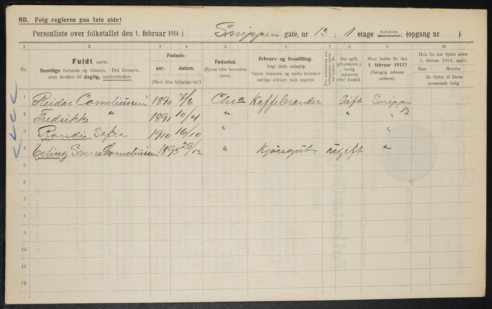 OBA, Municipal Census 1914 for Kristiania, 1914, p. 97971