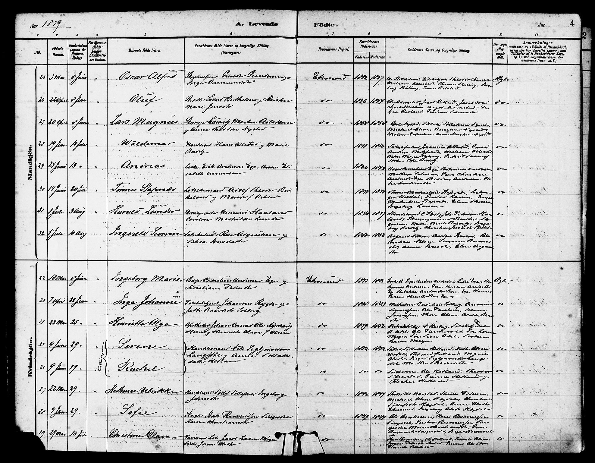 Eigersund sokneprestkontor, AV/SAST-A-101807/S08/L0015: Parish register (official) no. A 15, 1879-1892, p. 4