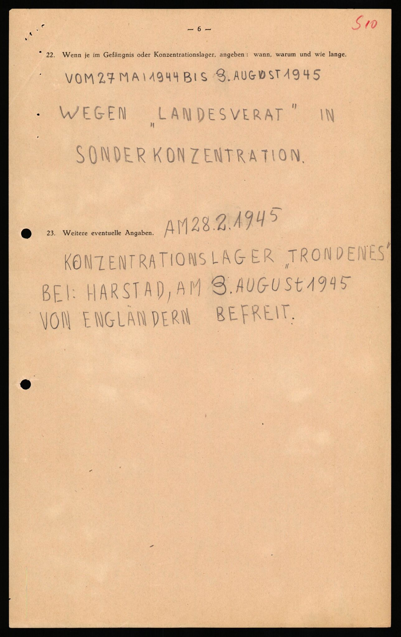 Forsvaret, Forsvarets overkommando II, AV/RA-RAFA-3915/D/Db/L0032: CI Questionaires. Tyske okkupasjonsstyrker i Norge. Tyskere., 1945-1946, p. 154