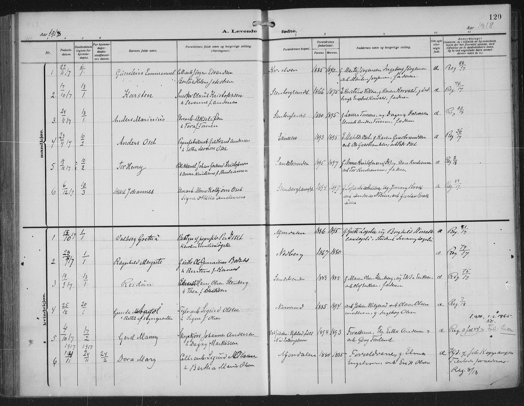 Nedre Eiker kirkebøker, SAKO/A-612/F/Fa/L0007: Parish register (official) no. 7, 1912-1918, p. 120