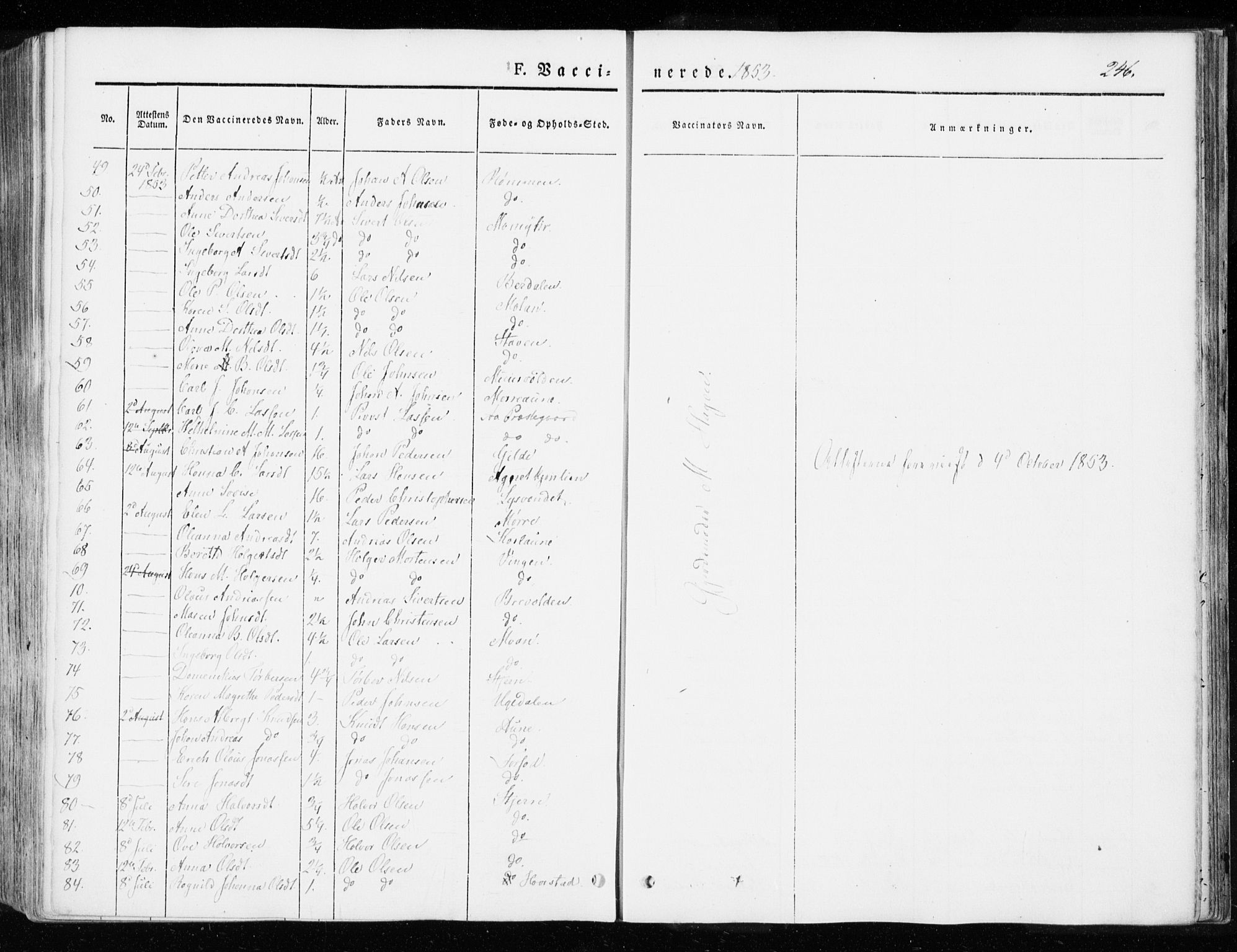 Ministerialprotokoller, klokkerbøker og fødselsregistre - Sør-Trøndelag, SAT/A-1456/655/L0677: Parish register (official) no. 655A06, 1847-1860, p. 246