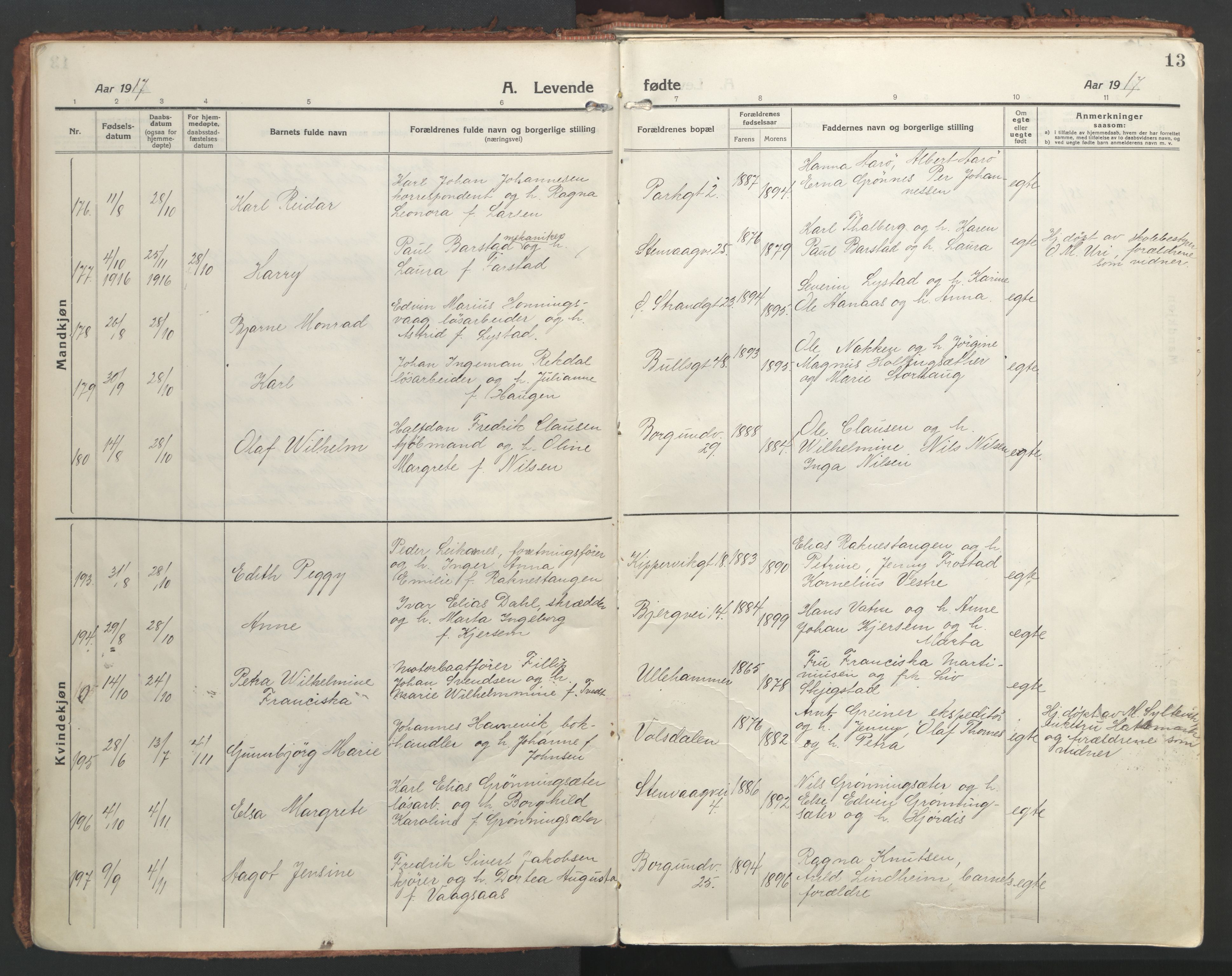 Ministerialprotokoller, klokkerbøker og fødselsregistre - Møre og Romsdal, SAT/A-1454/529/L0462: Parish register (official) no. 529A12, 1917-1924, p. 13