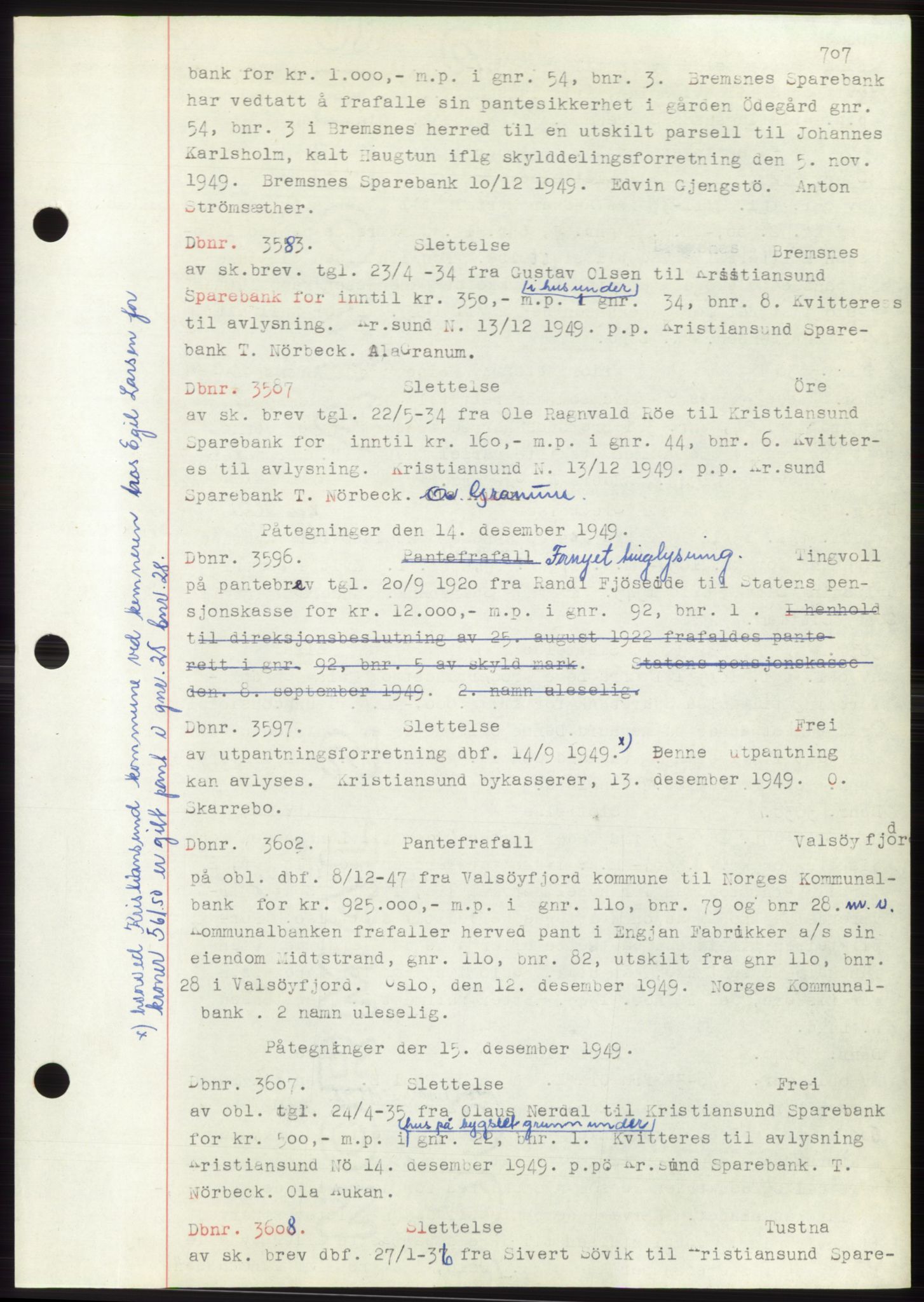 Nordmøre sorenskriveri, AV/SAT-A-4132/1/2/2Ca: Mortgage book no. C82b, 1946-1951, Diary no: : 3583/1949