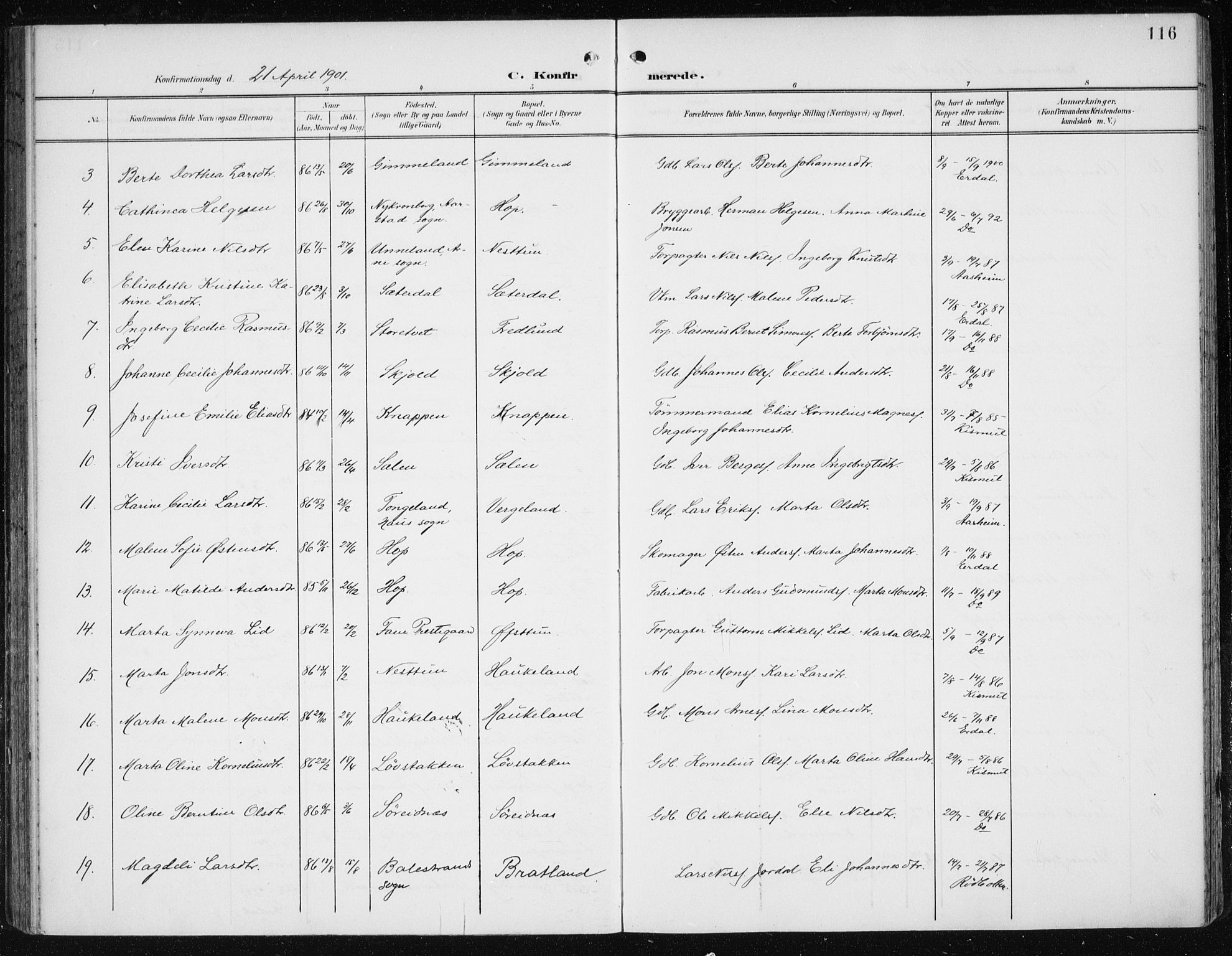 Fana Sokneprestembete, AV/SAB-A-75101/H/Haa/Haai/L0003: Parish register (official) no. I 3, 1900-1912, p. 116