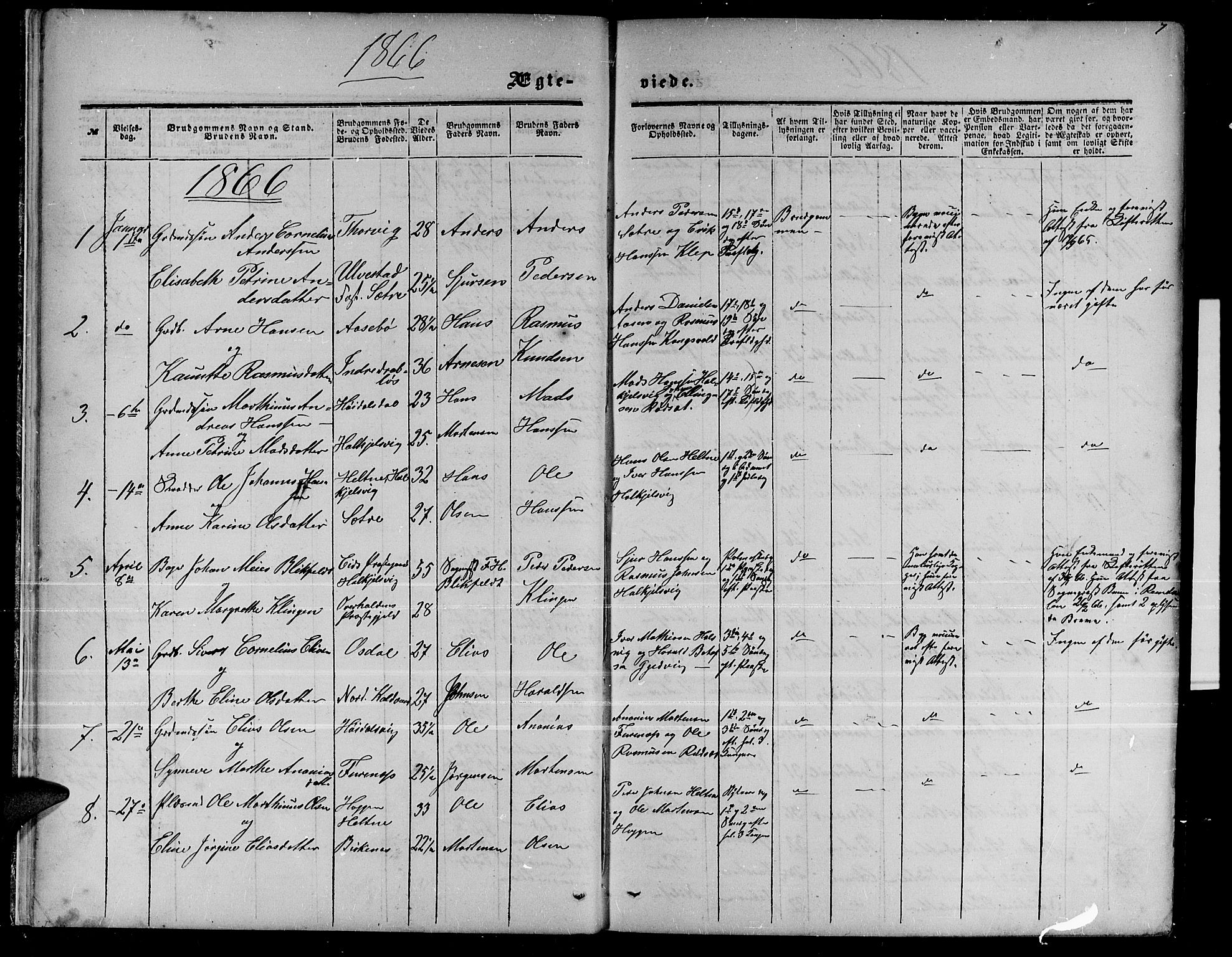 Ministerialprotokoller, klokkerbøker og fødselsregistre - Møre og Romsdal, AV/SAT-A-1454/511/L0157: Parish register (copy) no. 511C03, 1864-1884, p. 7