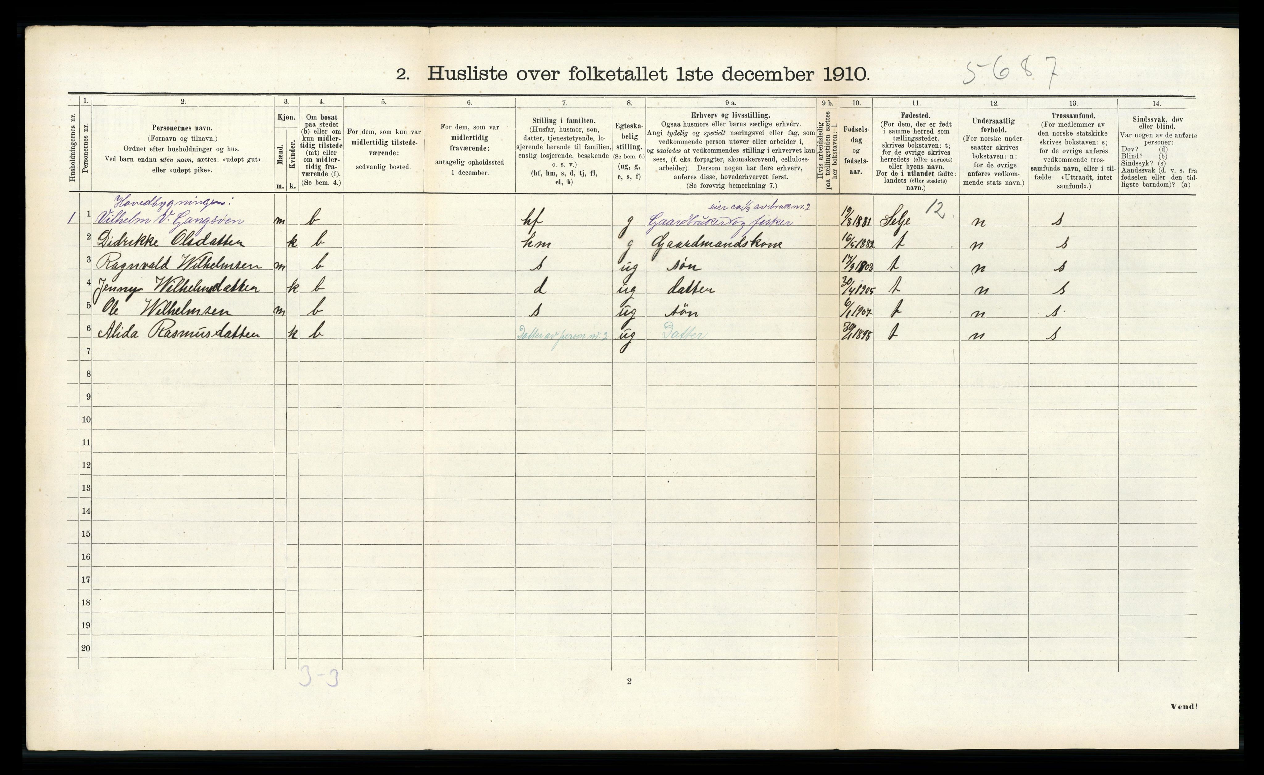 RA, 1910 census for Davik, 1910, p. 817