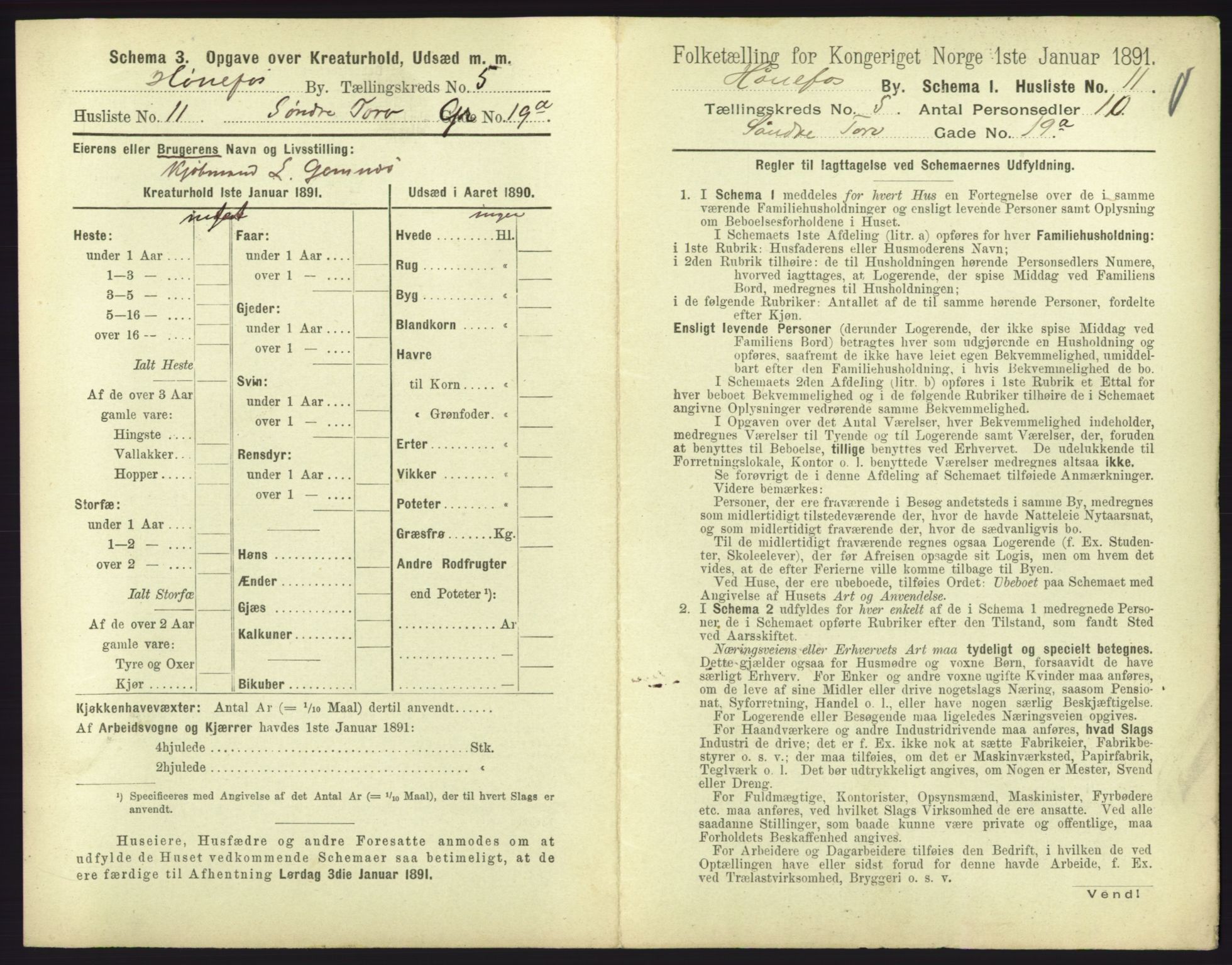 RA, 1891 census for 0601 Hønefoss, 1891, p. 165