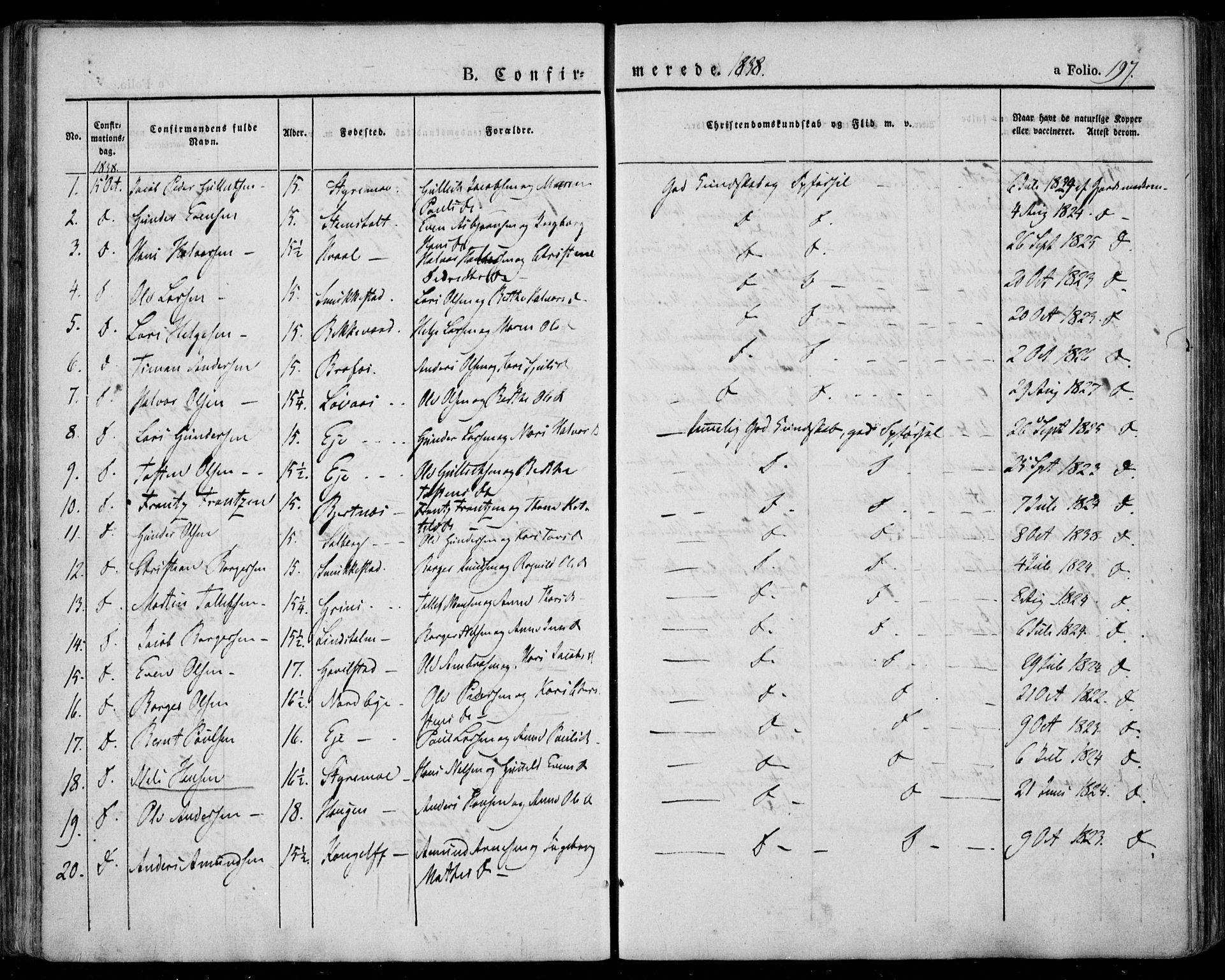 Lardal kirkebøker, SAKO/A-350/F/Fa/L0006: Parish register (official) no. I 6, 1835-1860, p. 197