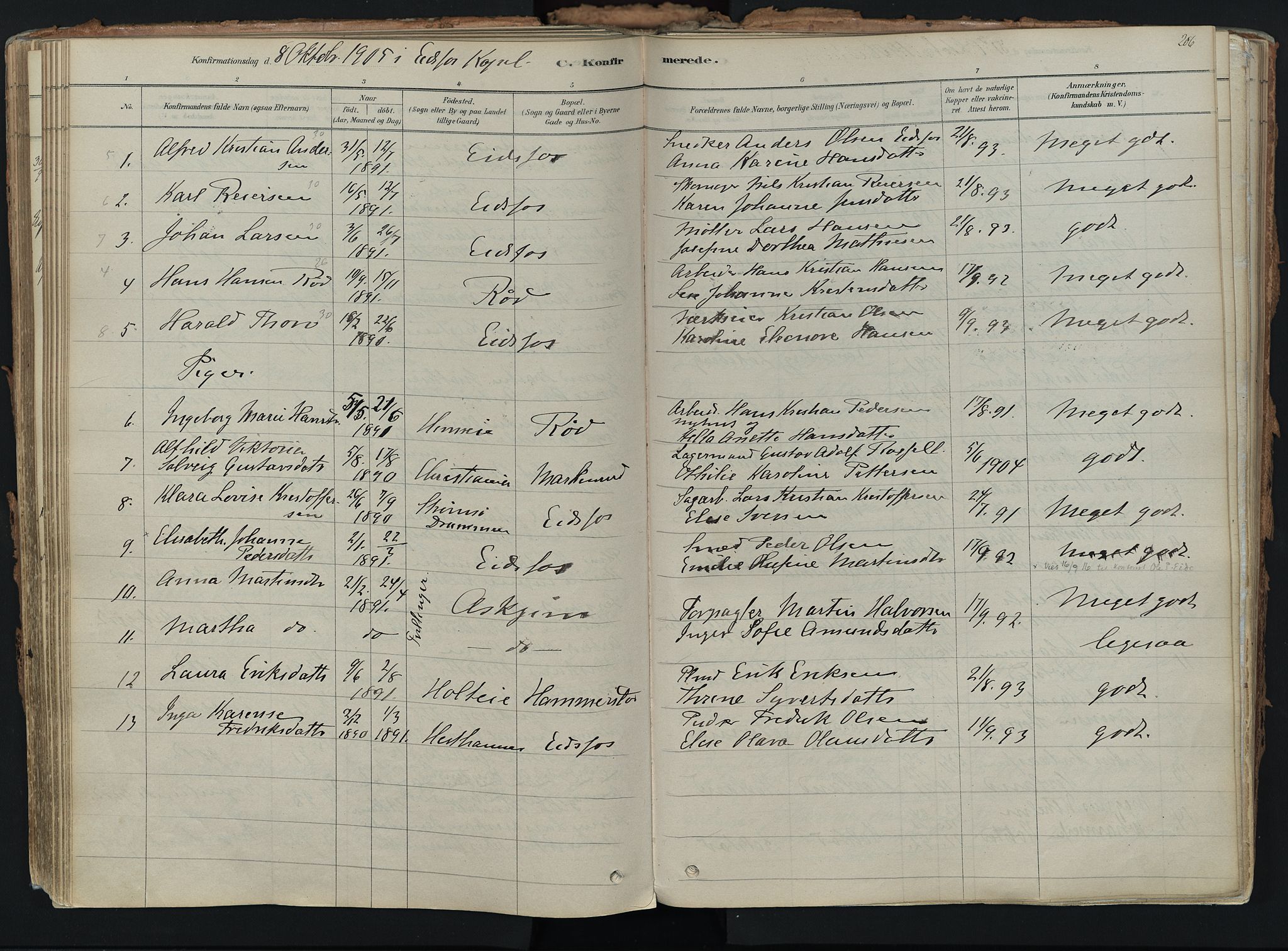 Hof kirkebøker, SAKO/A-64/F/Fa/L0007: Parish register (official) no. I 7, 1878-1940, p. 206