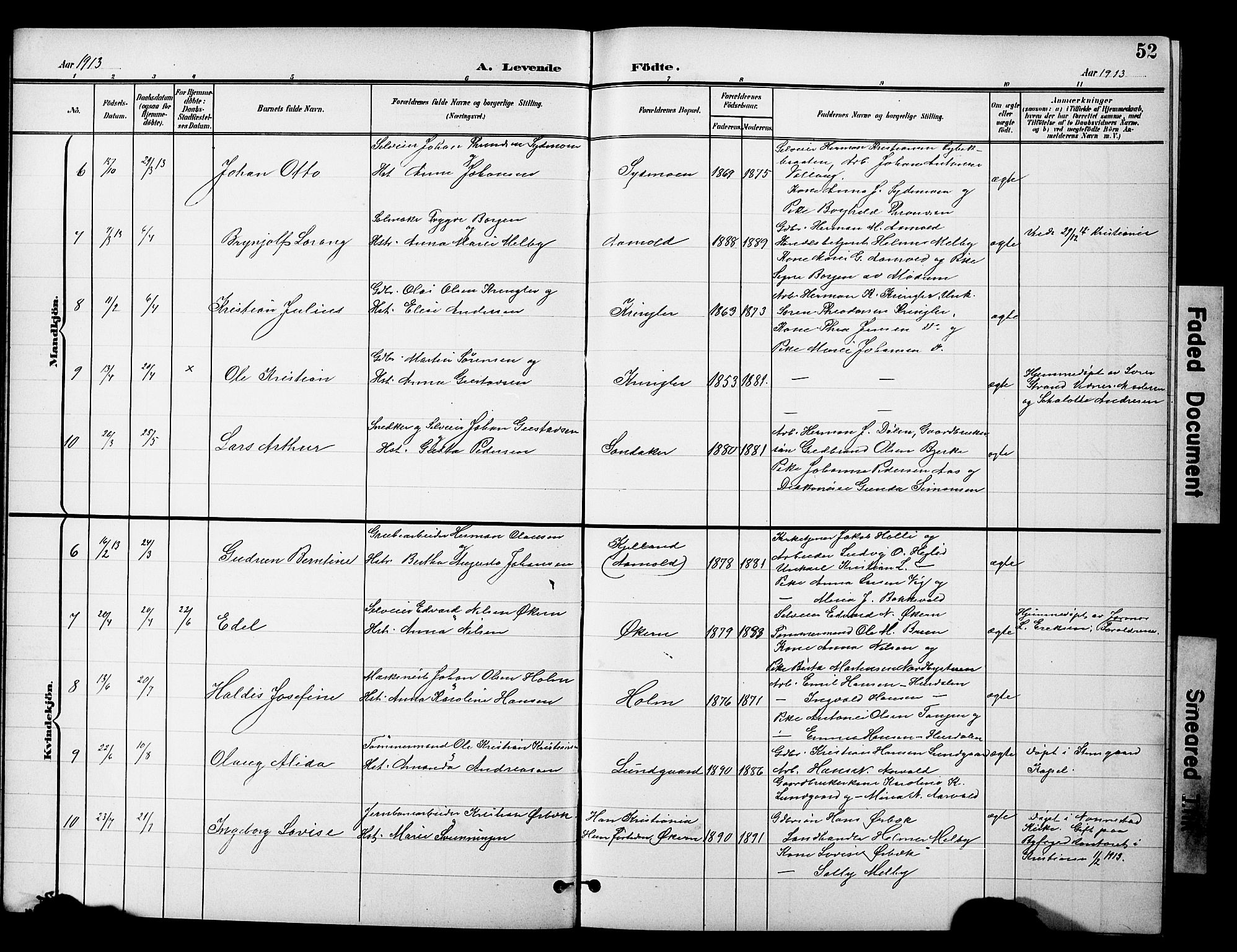 Nannestad prestekontor Kirkebøker, AV/SAO-A-10414a/G/Gc/L0001: Parish register (copy) no. III 1, 1901-1916, p. 52