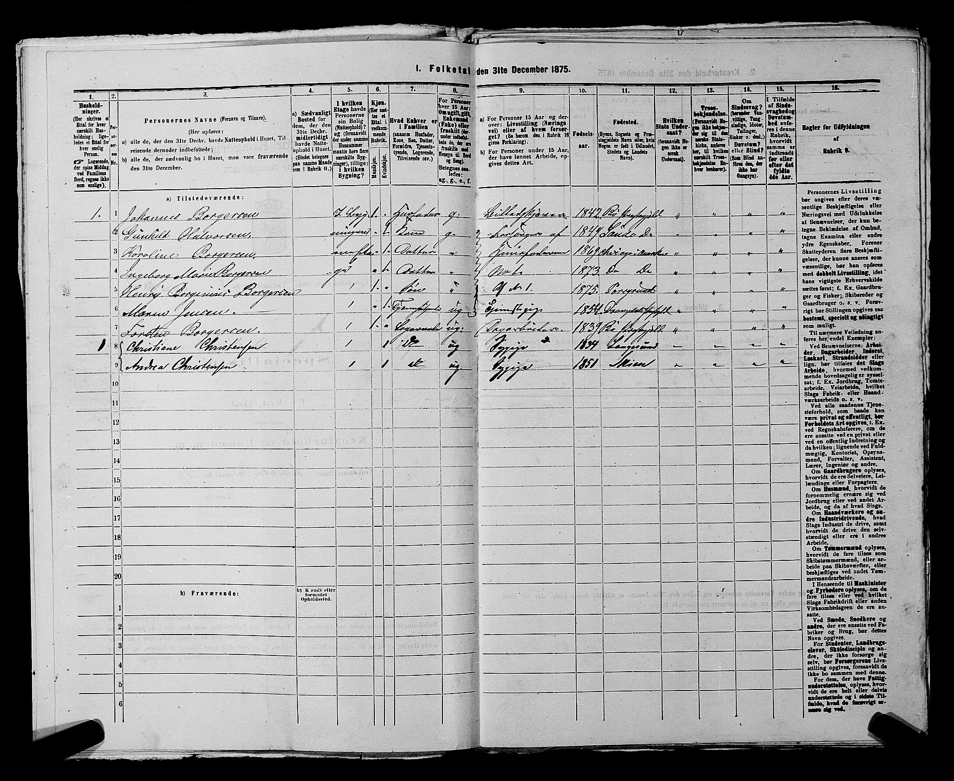 SAKO, 1875 census for 0805P Porsgrunn, 1875, p. 36