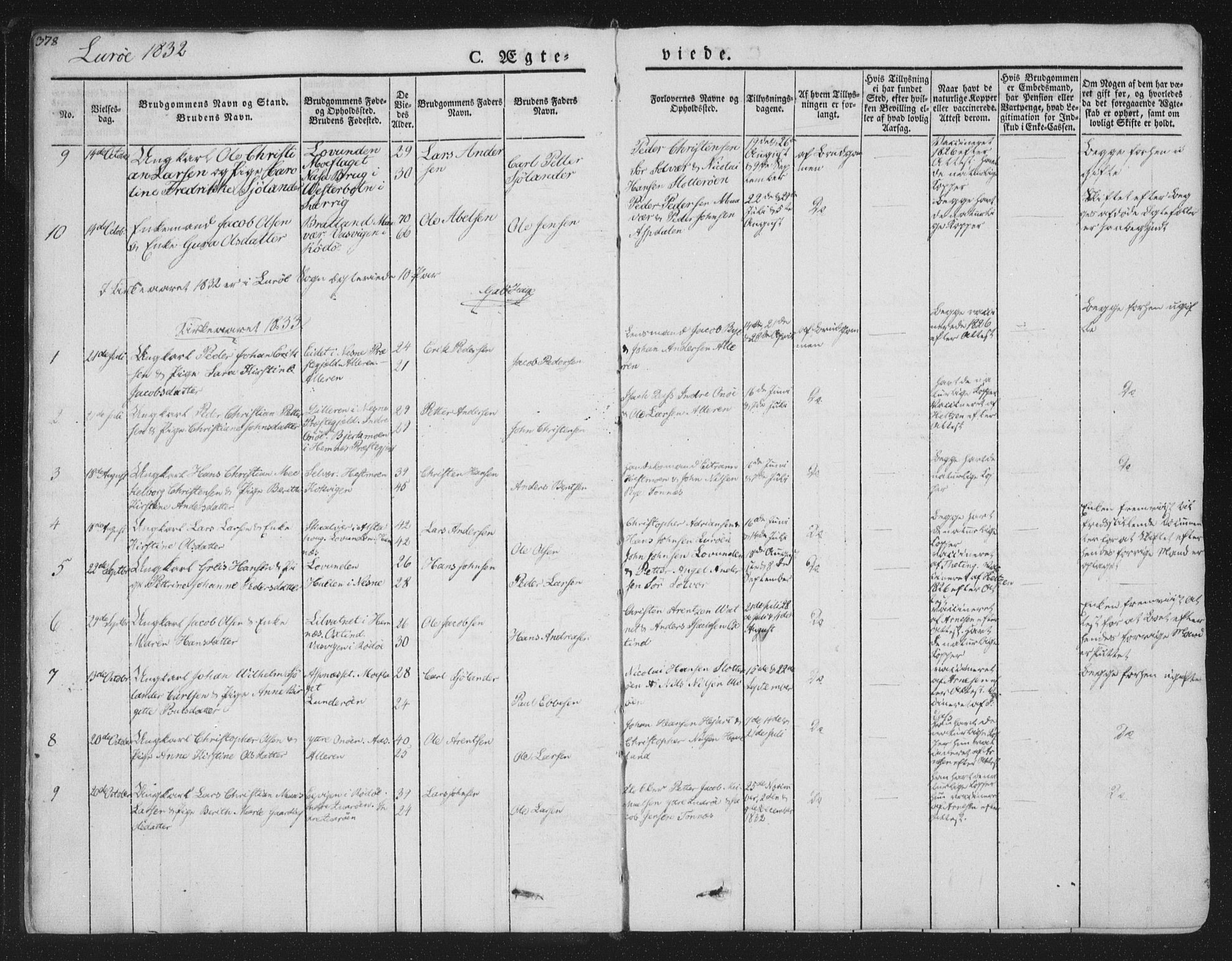 Ministerialprotokoller, klokkerbøker og fødselsregistre - Nordland, SAT/A-1459/839/L0566: Parish register (official) no. 839A03, 1825-1862, p. 378