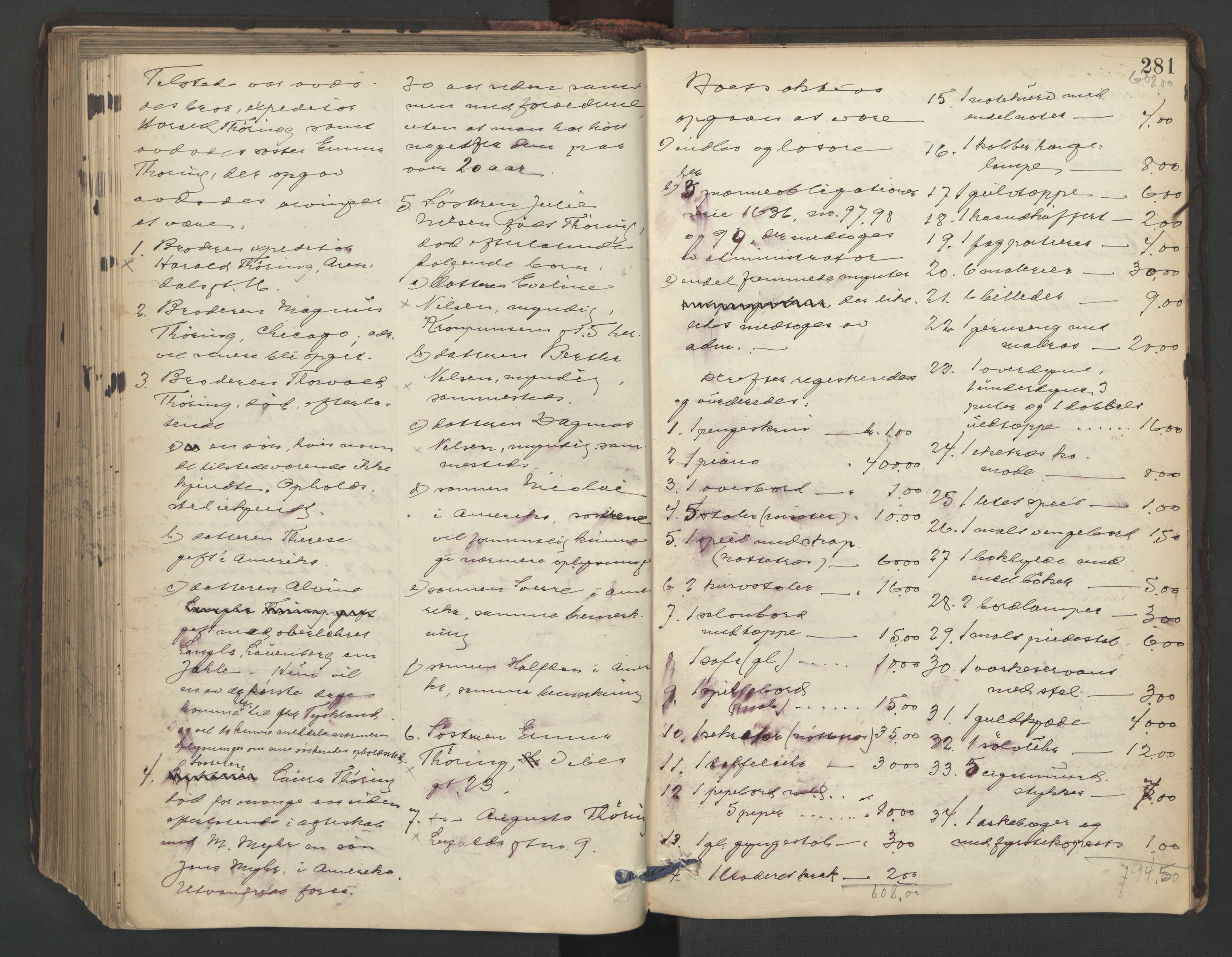 Oslo skifterett, AV/SAO-A-10383/H/Hb/Hbd/L0006: Skifteregistreringsprotokoll, 1905-1910, p. 280b-281a