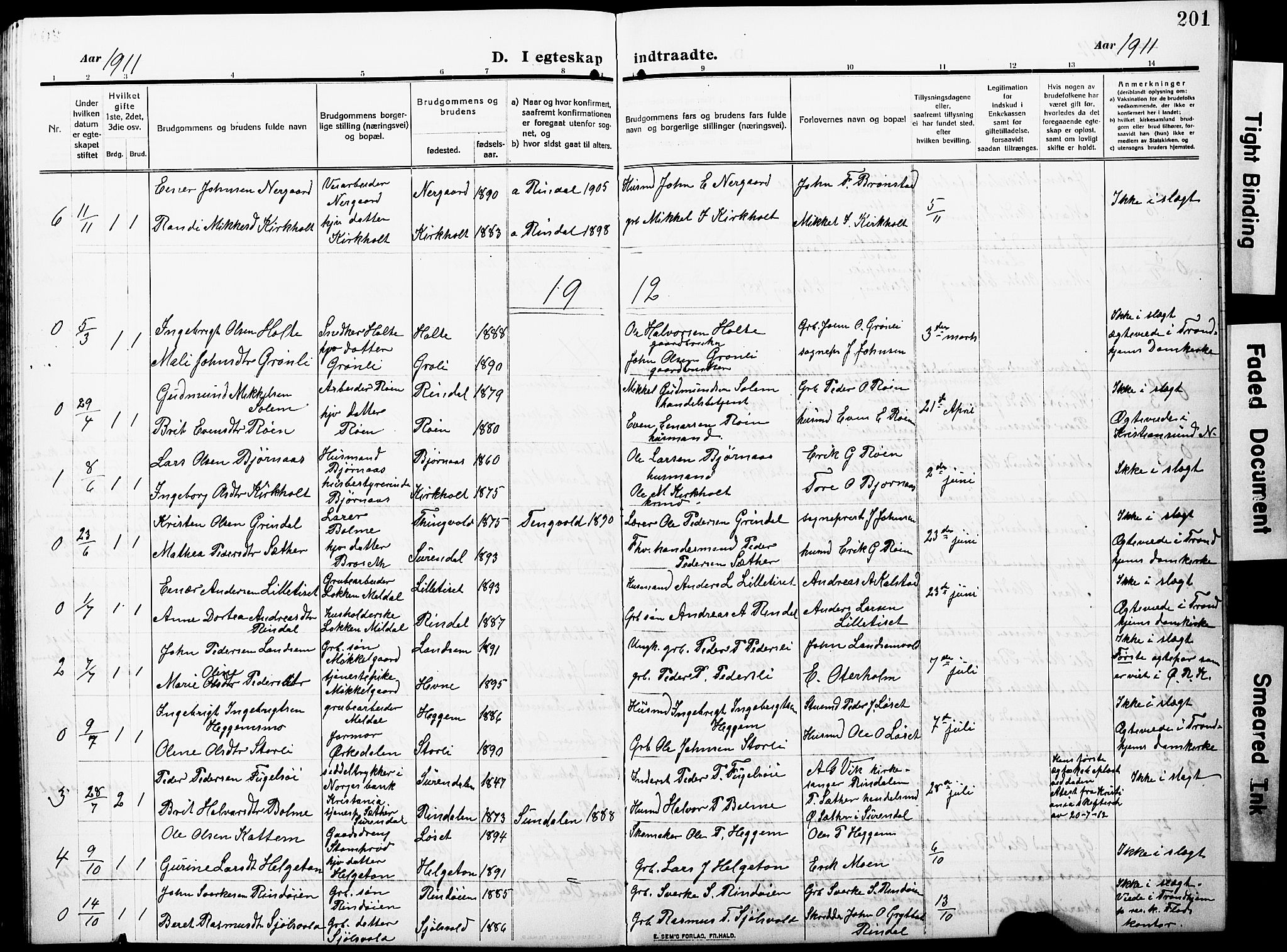 Ministerialprotokoller, klokkerbøker og fødselsregistre - Møre og Romsdal, AV/SAT-A-1454/598/L1079: Parish register (copy) no. 598C04, 1909-1927, p. 201