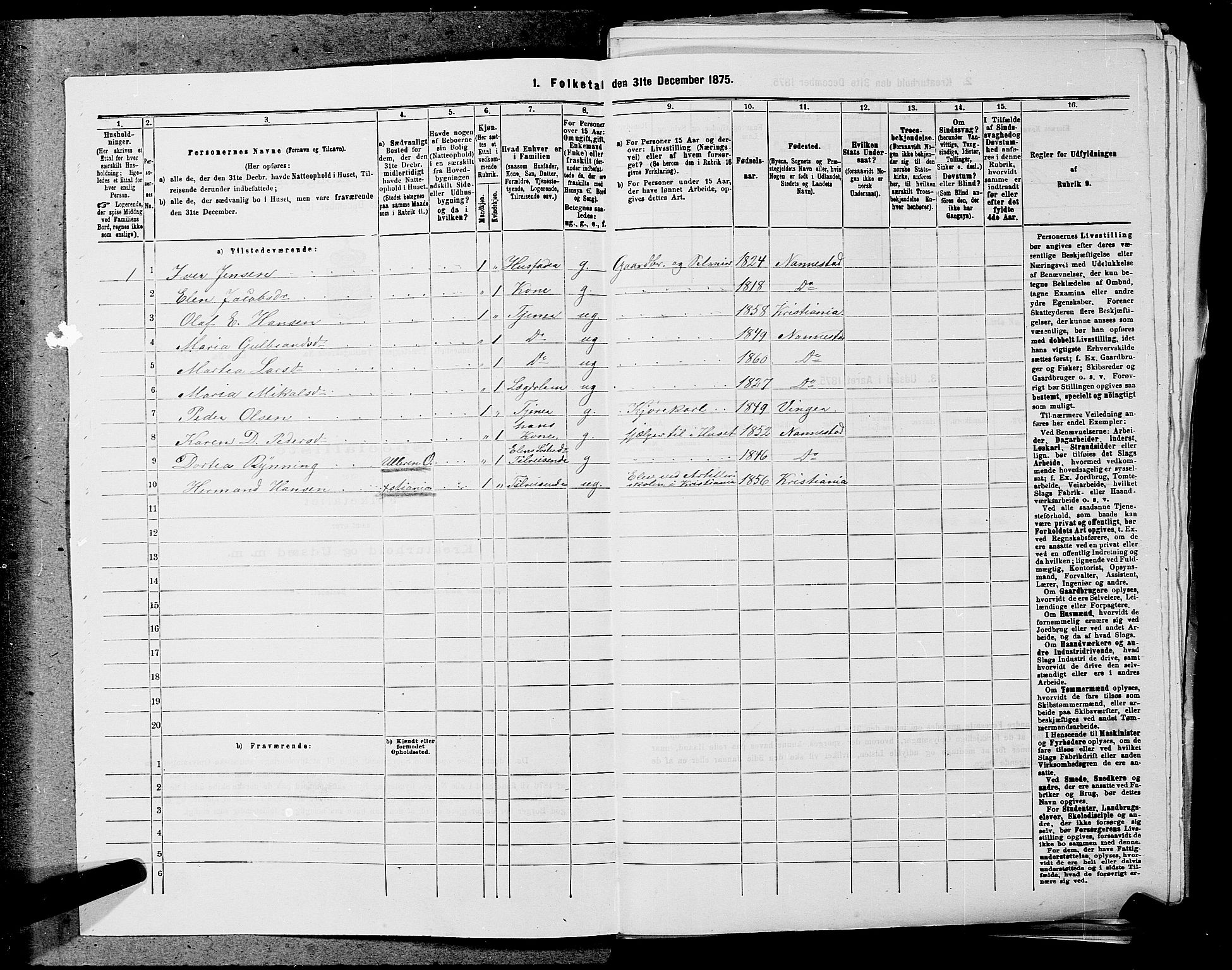 RA, 1875 census for 0238P Nannestad, 1875, p. 38