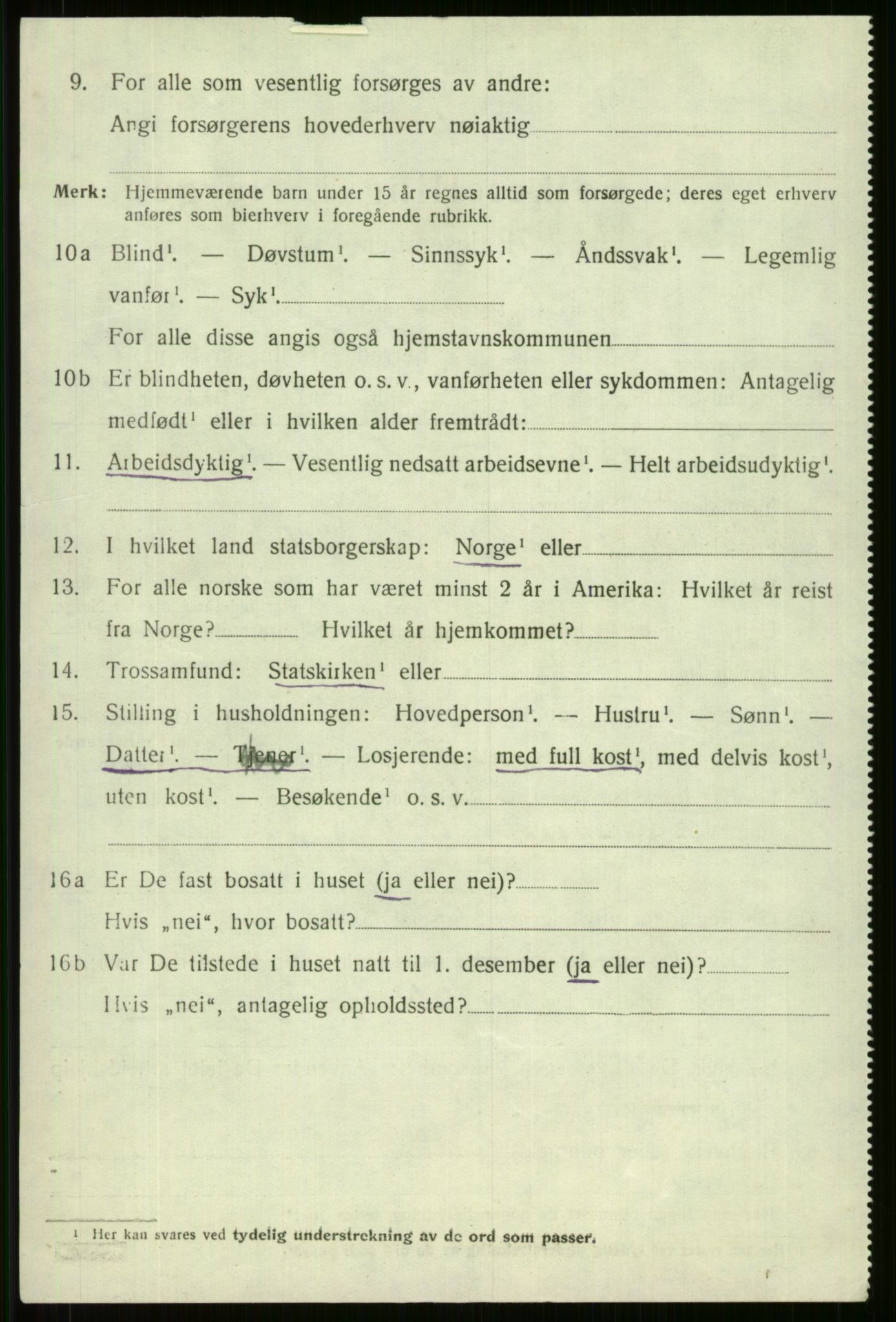 SAB, 1920 census for Voss, 1920, p. 14406